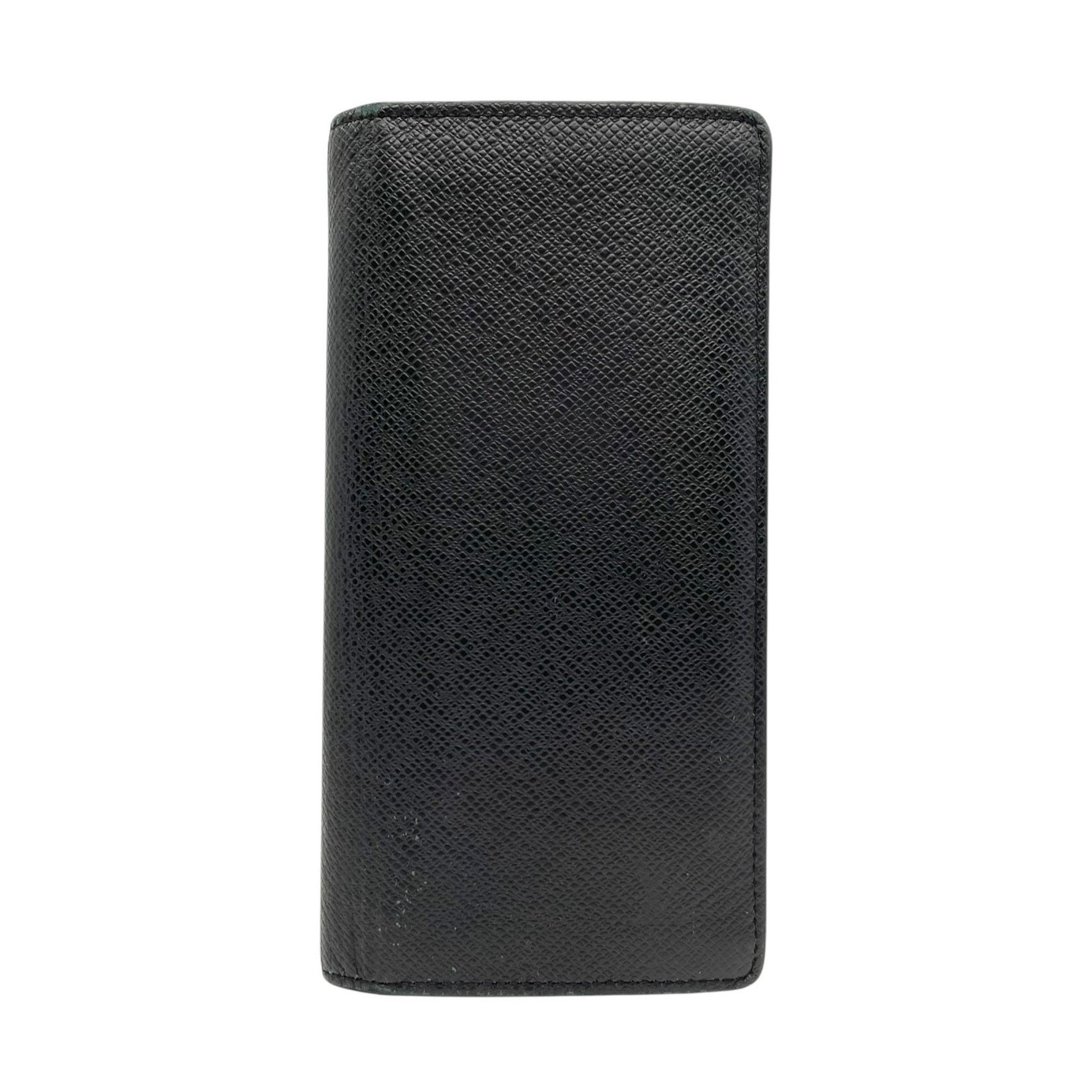 LOUIS VUITTON Taiga Portefeuille Brazza Bifold Long Wallet Leather with Silver Hardware