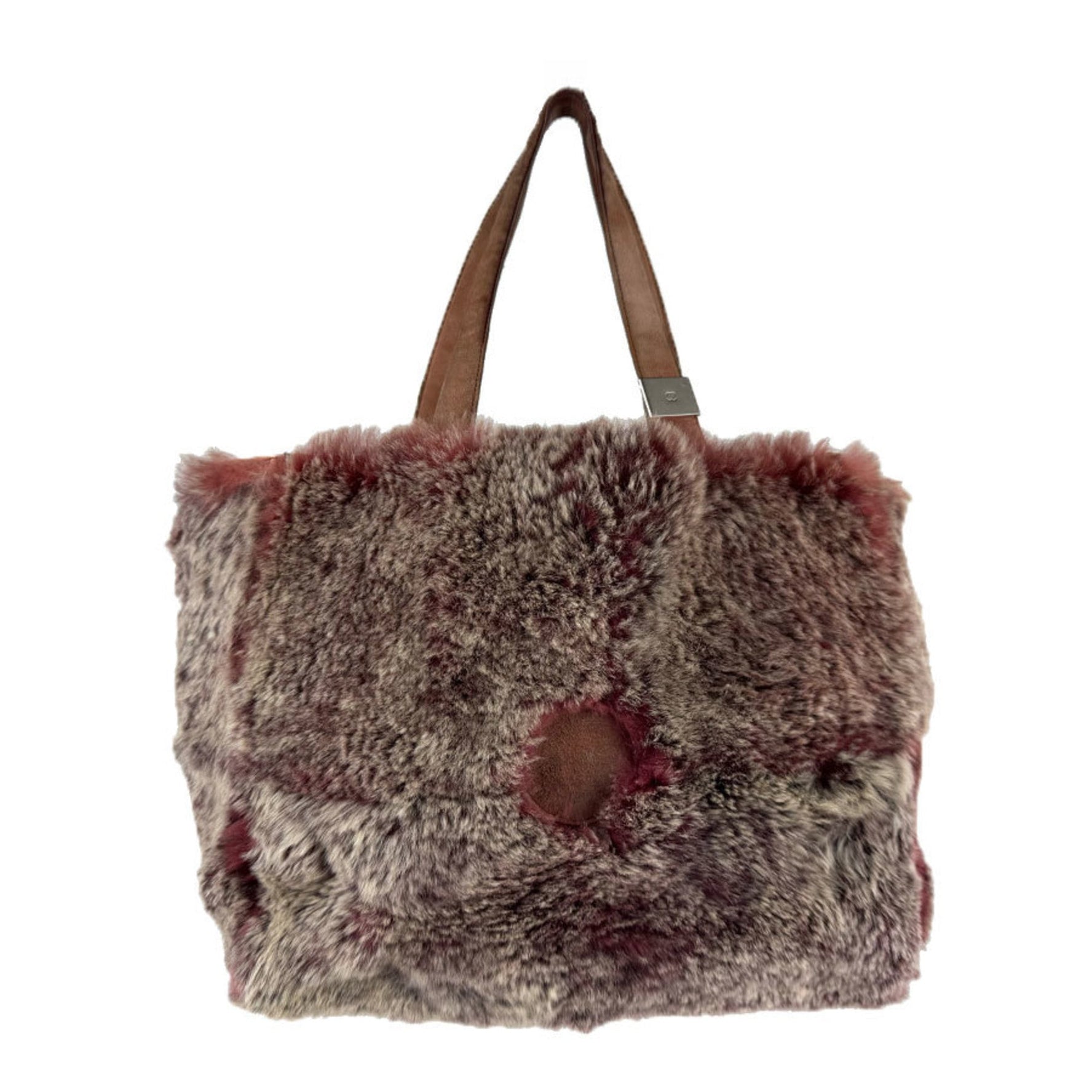 CHANEL Handbag, Fur and Suede, Red Brown
