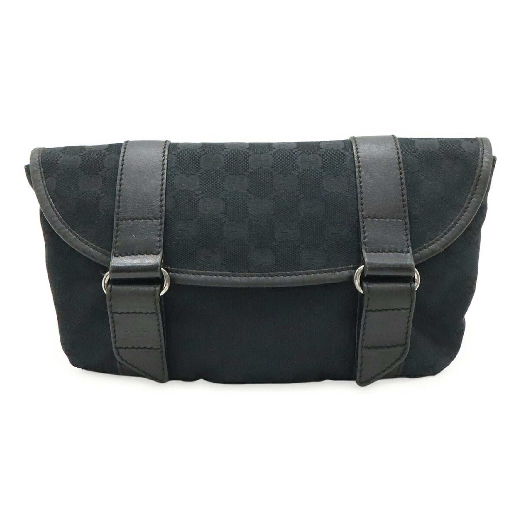 GUCCI GG Canvas Waist Bag/Body Bag/Waist Pouch in Leather