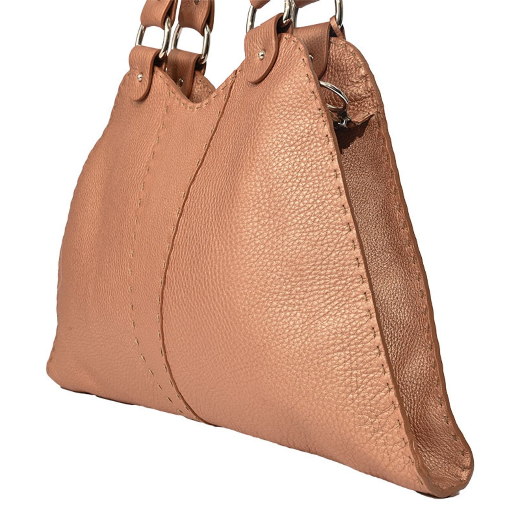 FENDI Selleria Handbag Shoulder Bag Leather Thin Gusset Metallic
