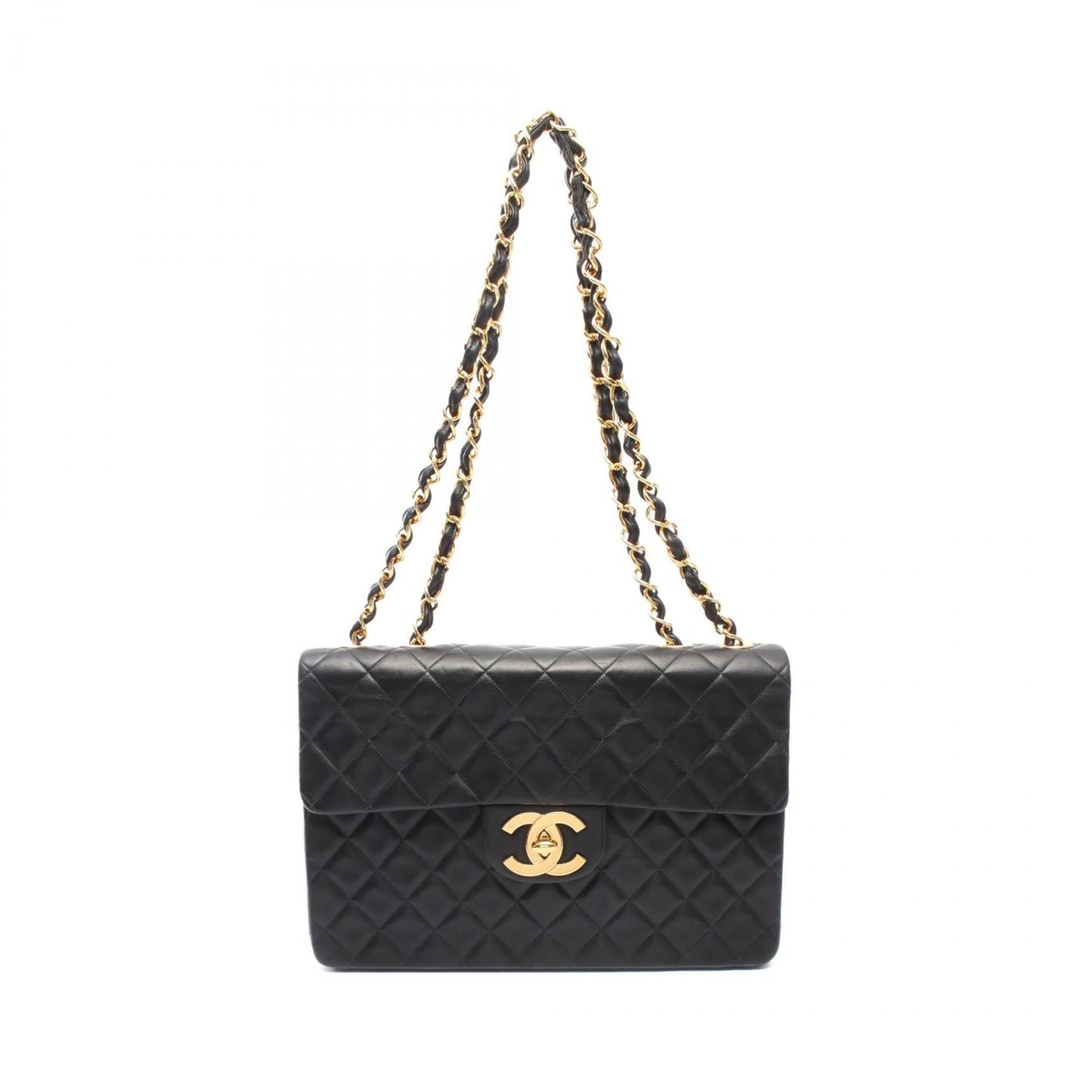 CHANEL Deca Matelasse 34 Single Flap Shoulder Bag in Lambskin Leather