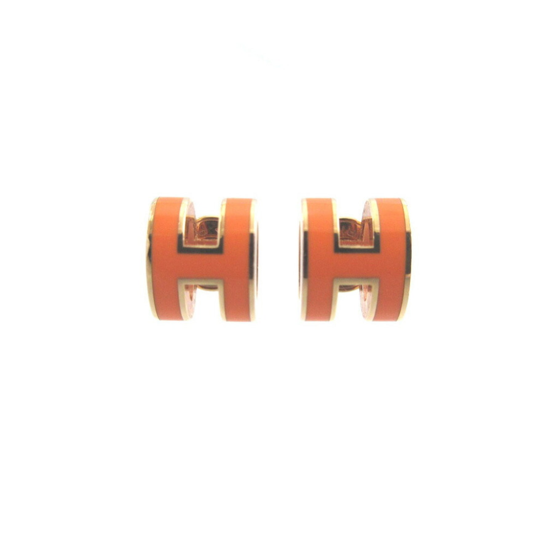 Hermes Pop Ash Mini H Metal Orange Earrings