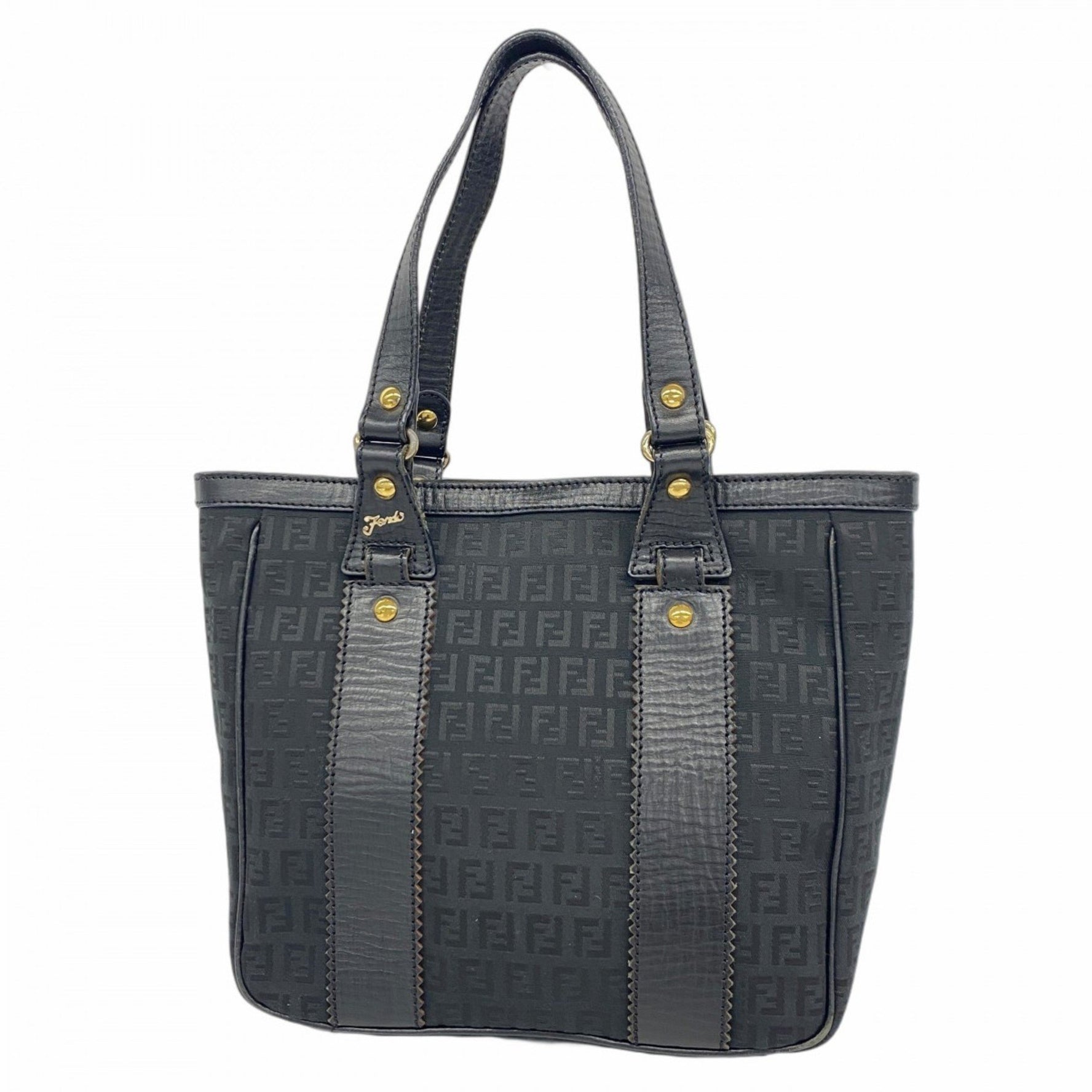 Fendi Zucchino Tote Bag in Nylon Canvas, Black, Women's