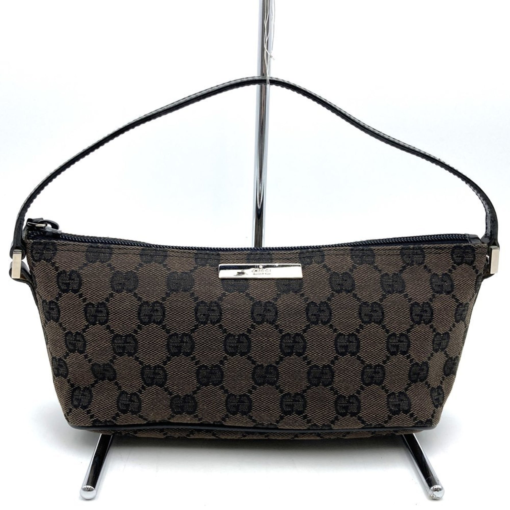 GUCCI 002058 Pouch GG Canvas Brown/Black