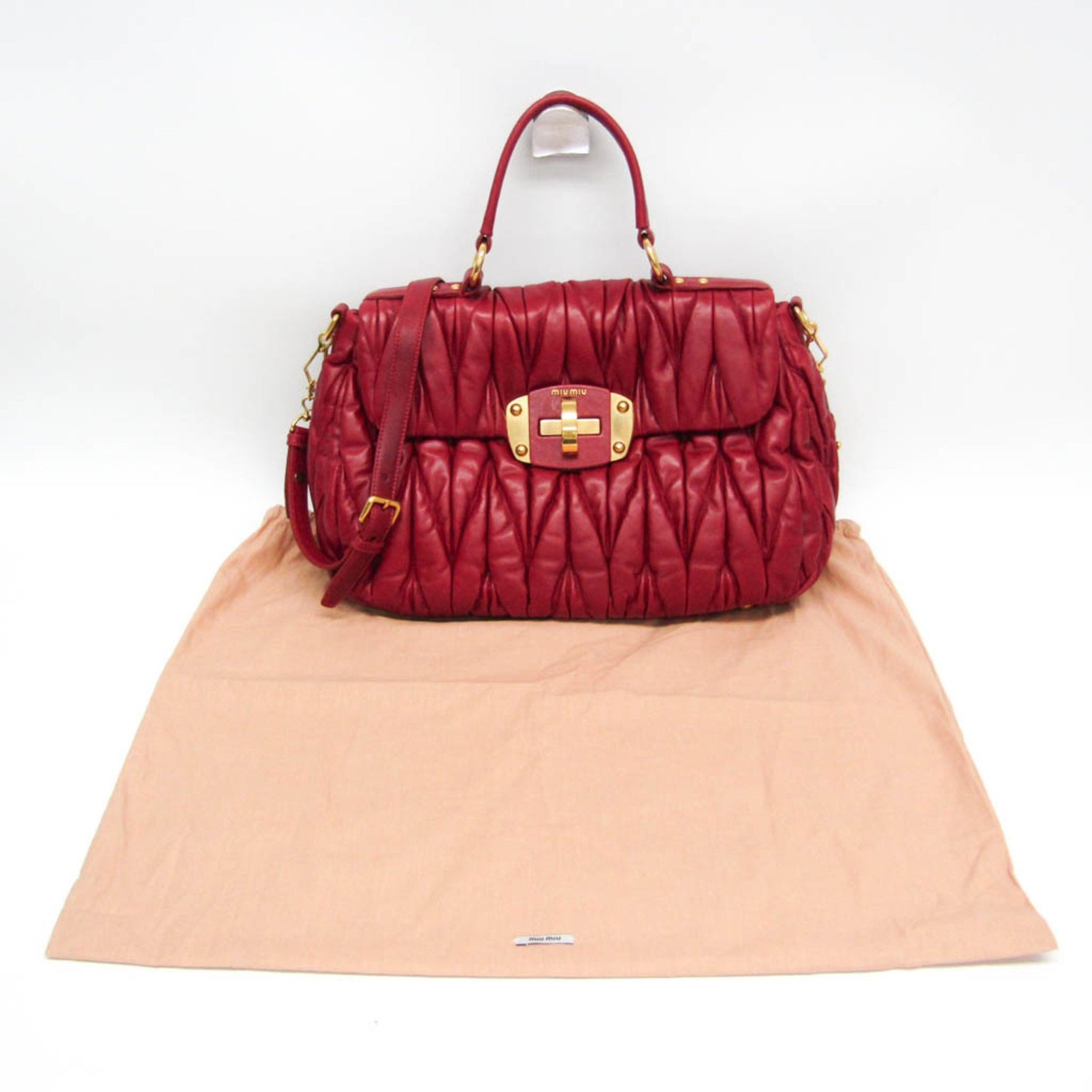 Miu Miu Matelasse Leather Handbag,Shoulder Bag Red Color