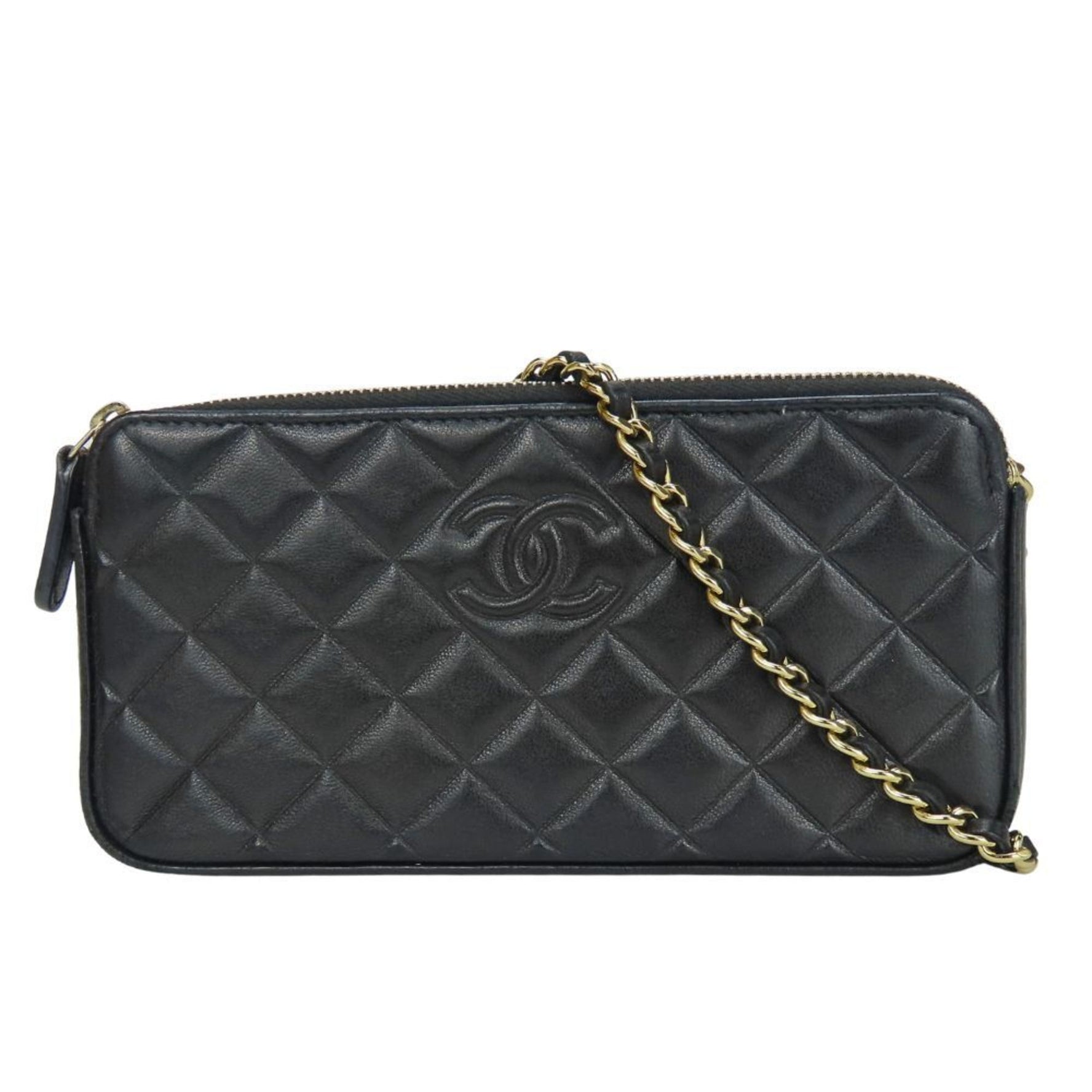 CHANEL Shoulder Bag Chain Wallet Lambskin Pochette Matelasse Stitch 24 Series