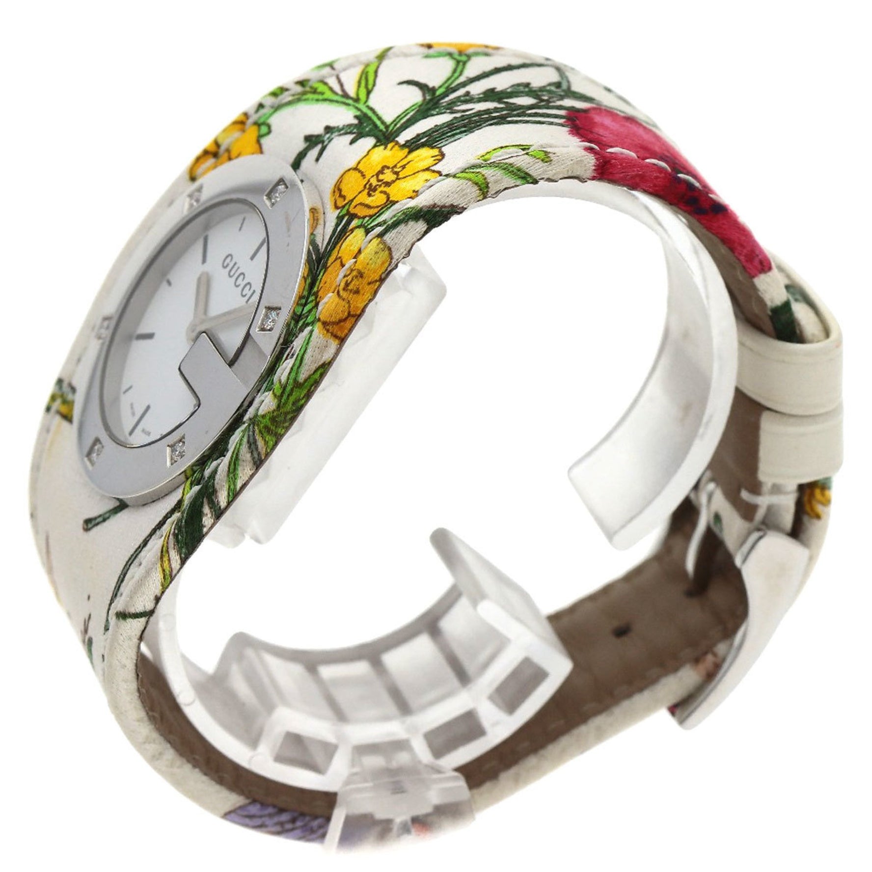 Gucci YA104 Bandeau Flora Watch Stainless Steel Satin x Leather Women's GUCCI