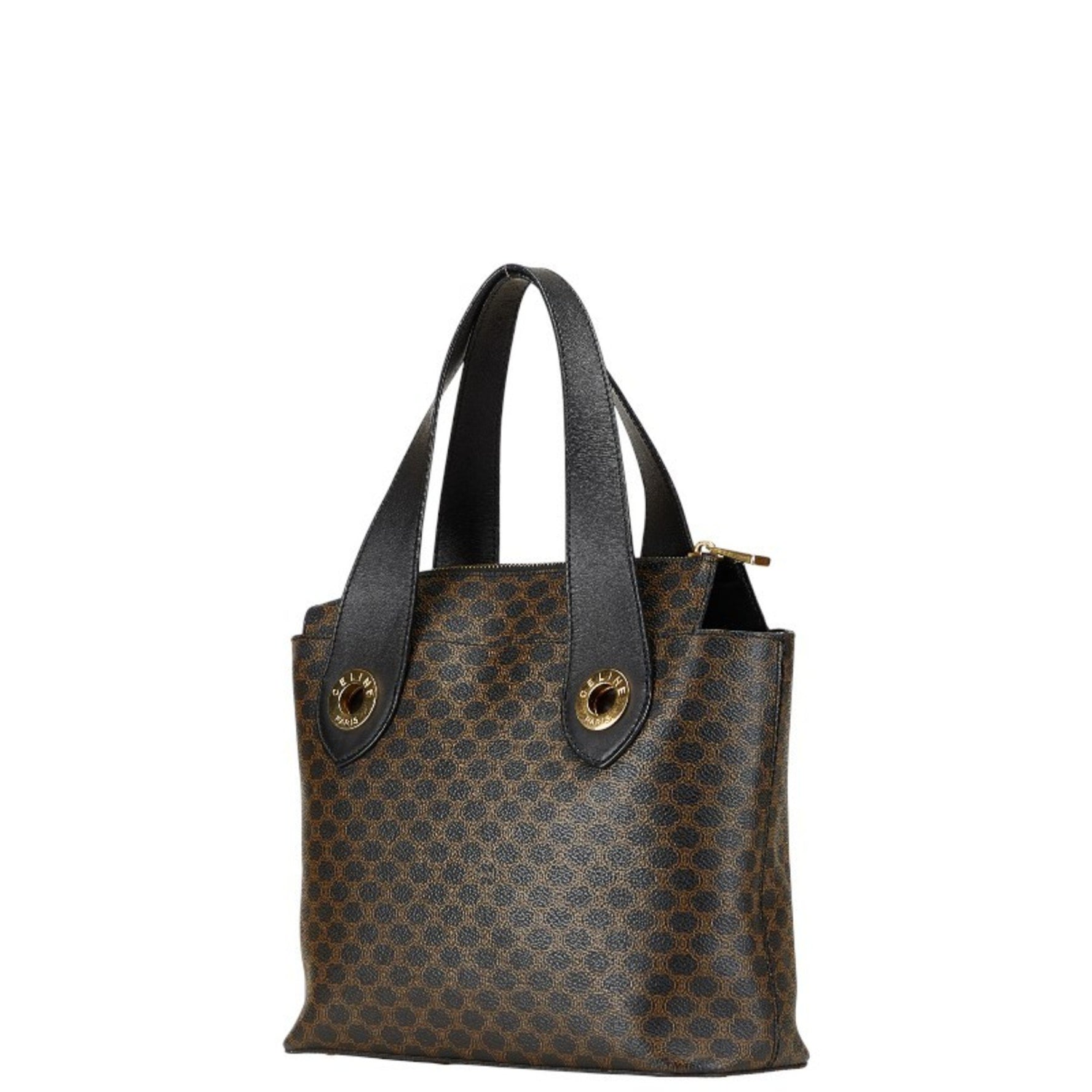 Celine Macadam Handbag in Black and Brown PVC Leather