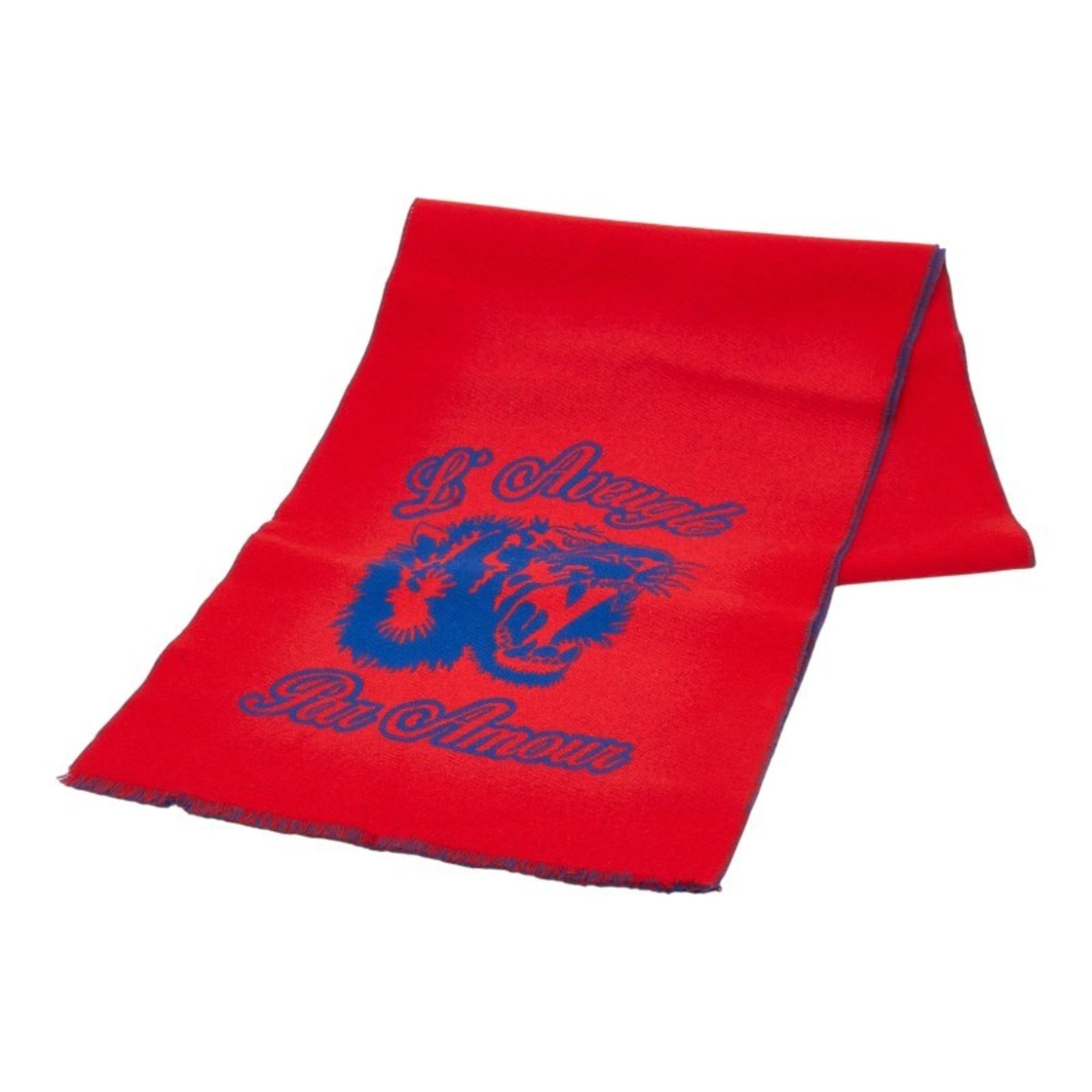 Gucci Tiger scarf in red and blue wool .