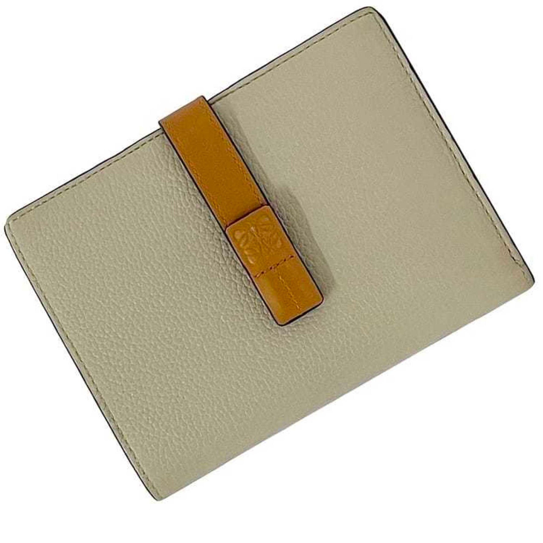 LOEWE Bi-fold Wallet Vertical Small ec-23121 Beige Camel Brown Salmon Pink Anagram C660S87X01 Leather Genuine Compact