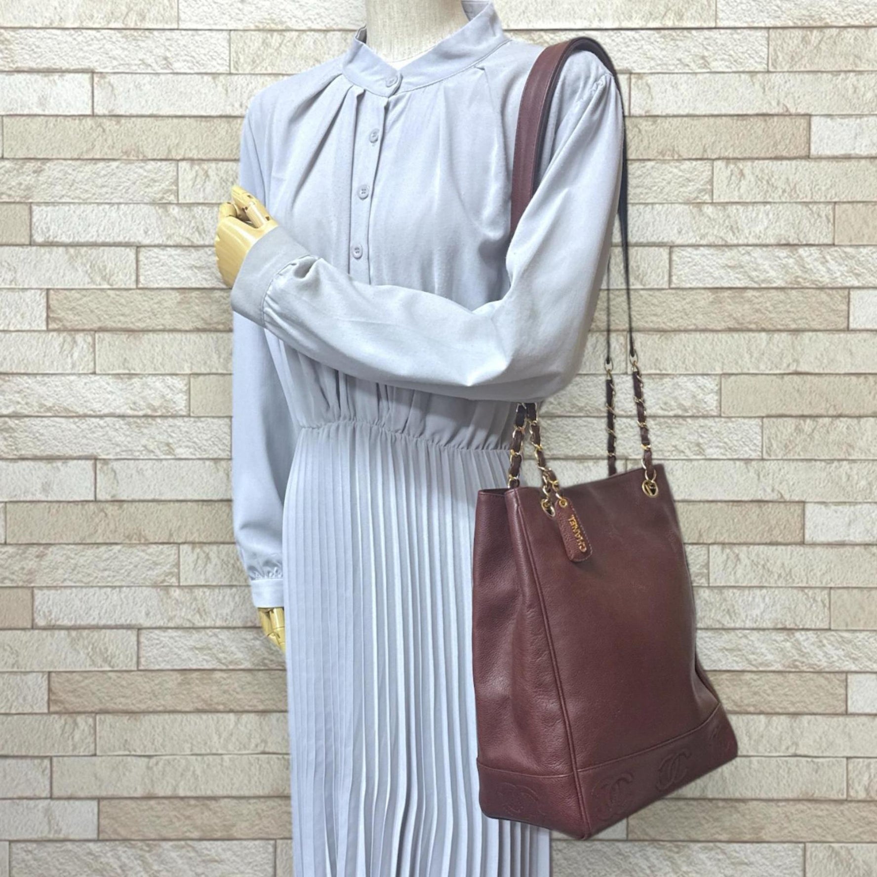 Chanel Triple Coco Tote Bag, Caviar Skin, Chain