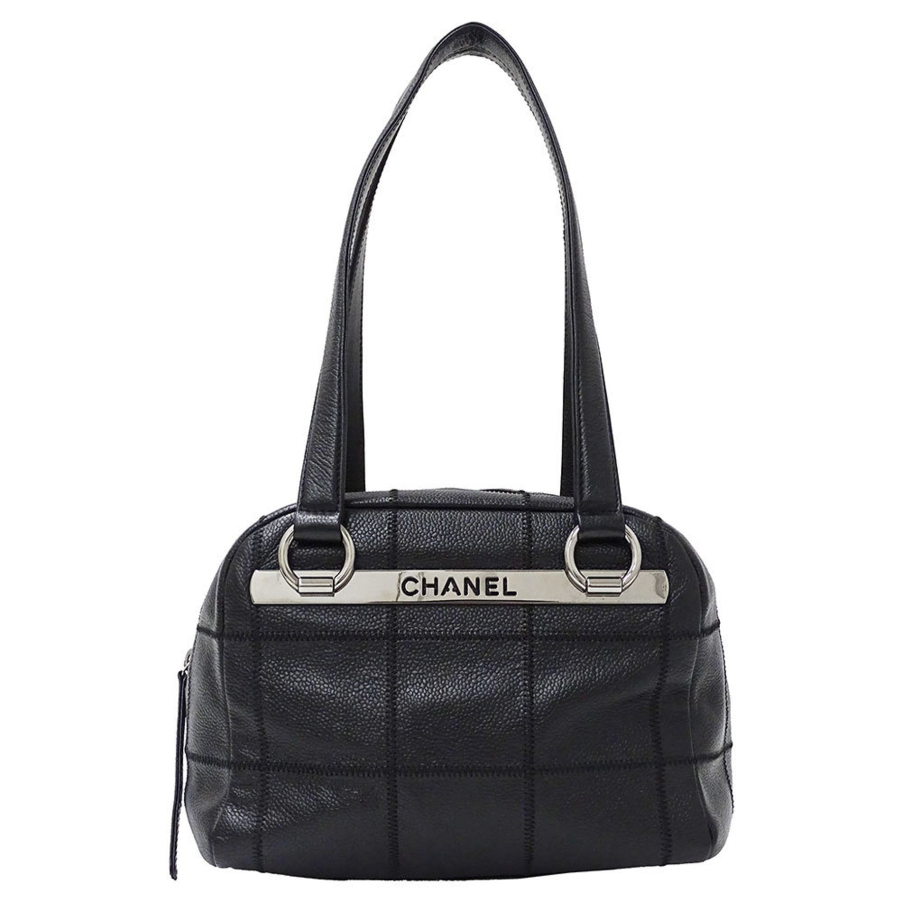 CHANEL Women's Chocolate Bar Handbag in Black Quilted Caviar Leather