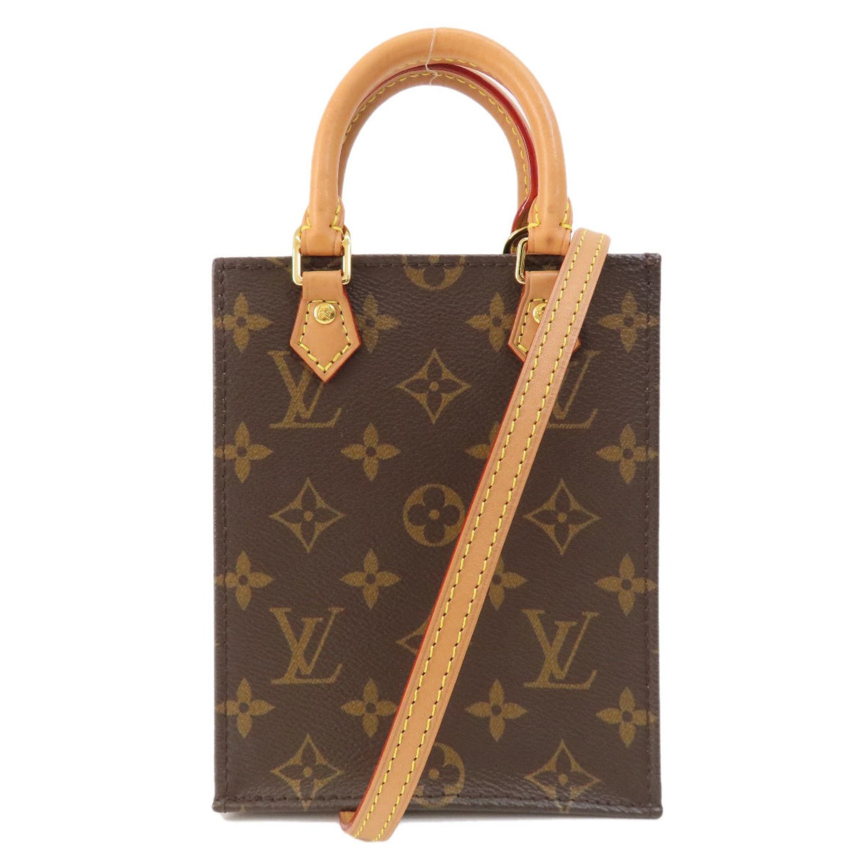 Louis Vuitton Petite Sac Plat Monogram Shoulder Bag Canvas