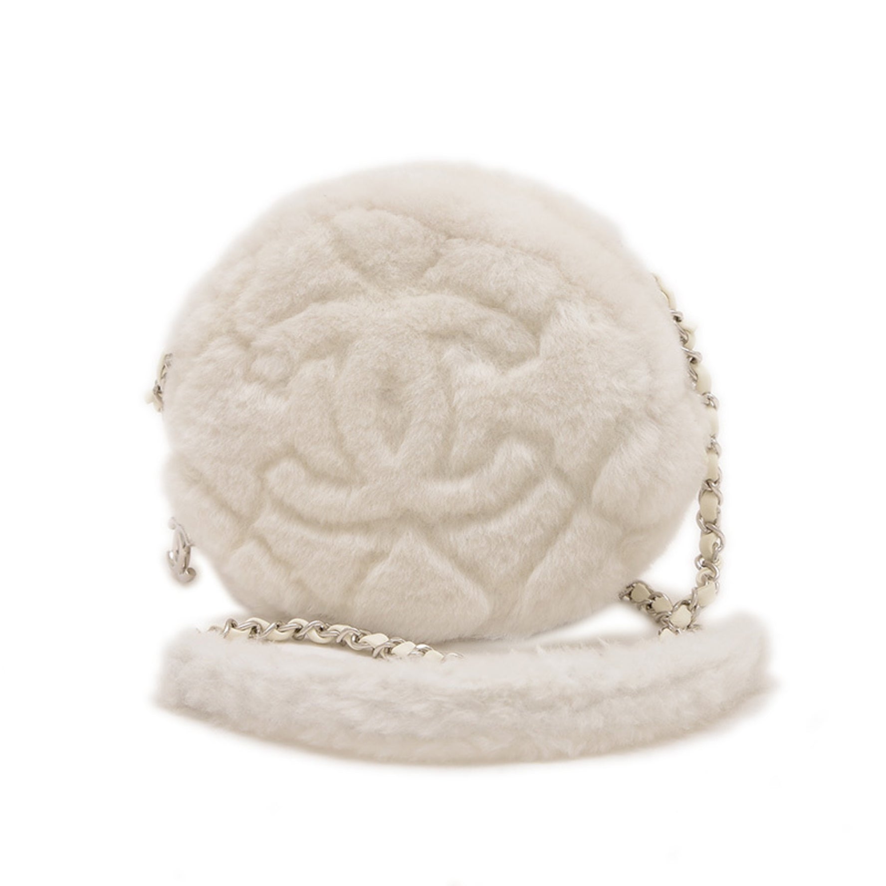Chanel Coco Mark Round Chain Shoulder Bag Shearling