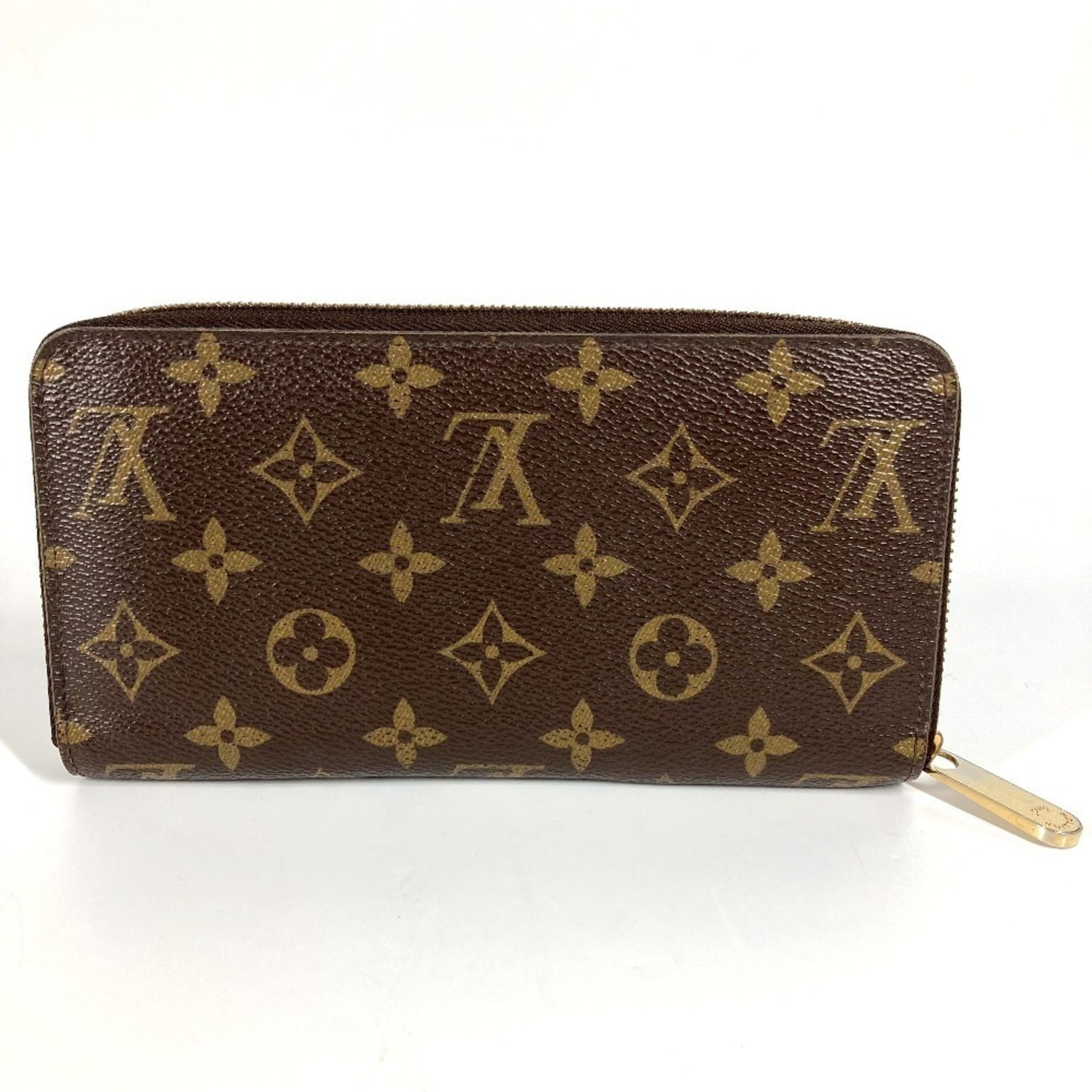 LOUIS VUITTON Monogram V Motif Zippy Wallet, Round Zipper, Long Canvas, Unisex, Brown