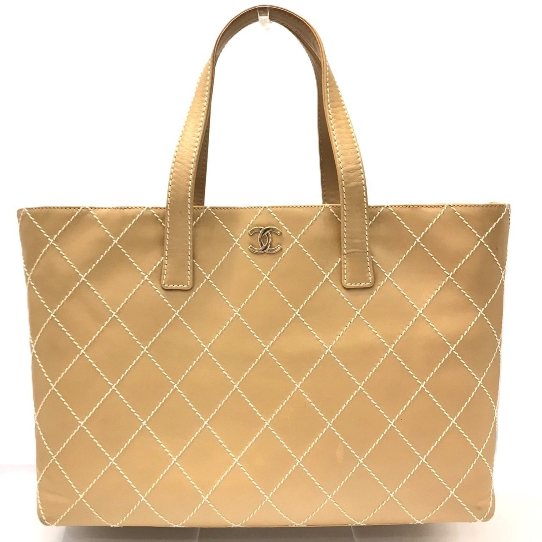 CHANEL Tote Bag Wild Stitch Leather Coco Mark