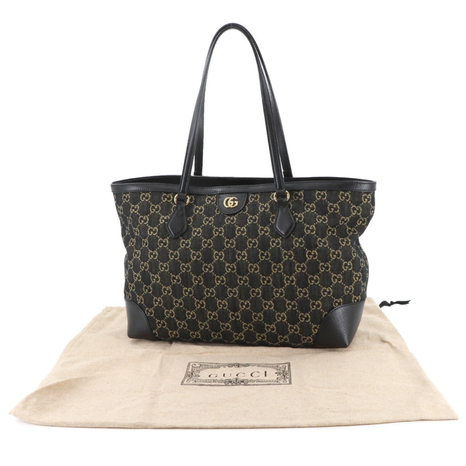 Gucci Ophidia Medium Tote Bag in GG Jacquard Denim and Leather