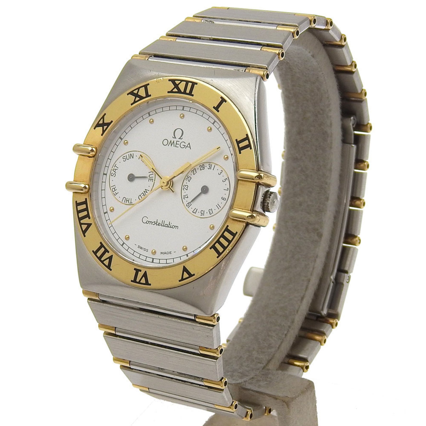 OMEGA Constellation Watch Day Date 1370.20 Stainless Steel Quartz Analog Display White Dial Boys