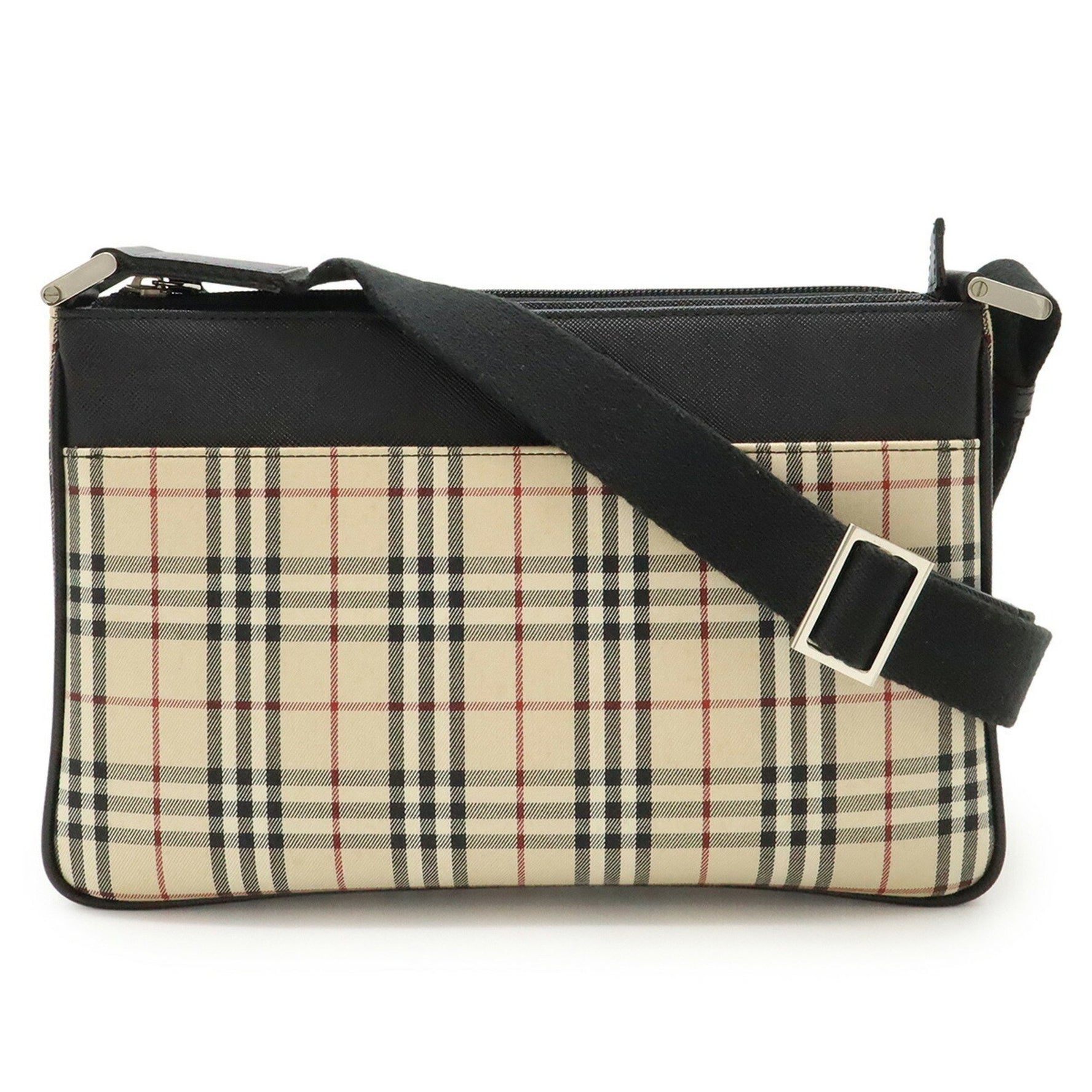 BURBERRY Nova Check shoulder bag in canvas, leather, beige, and black