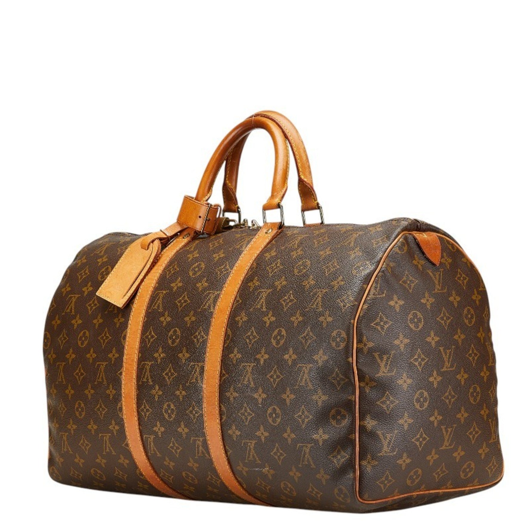 Louis Vuitton Monogram Keepall 50 Boston Bag Brown PVC Leather Women's LOUIS VUITTON