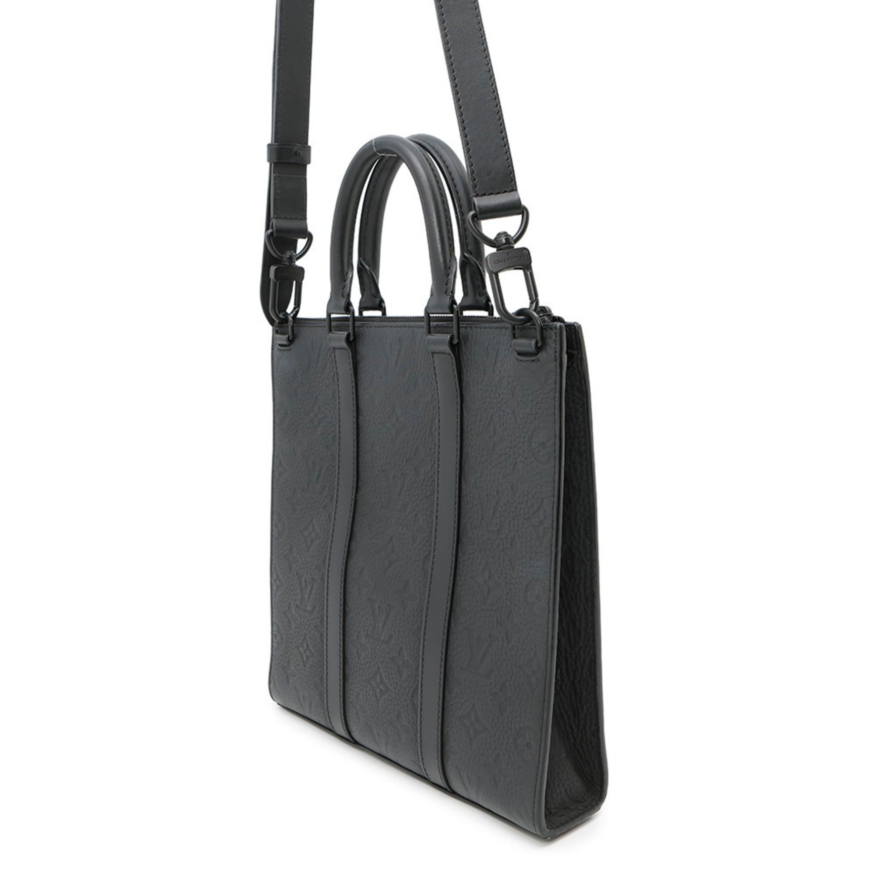 Louis Vuitton Monogram Taurillon Sac Plat Cross Handbag Black