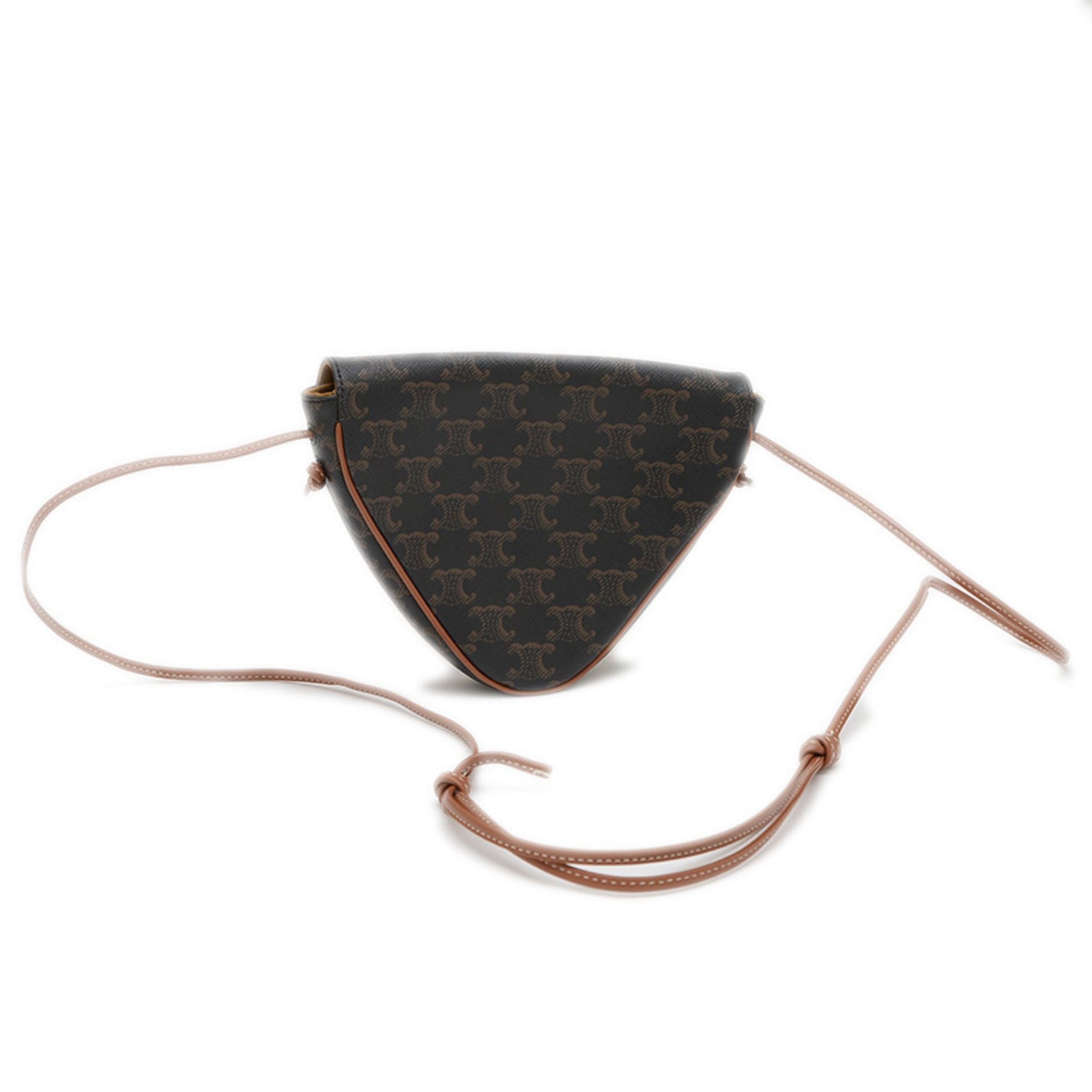 Celine Triomphe Triangle Shoulder Bag Tan Black