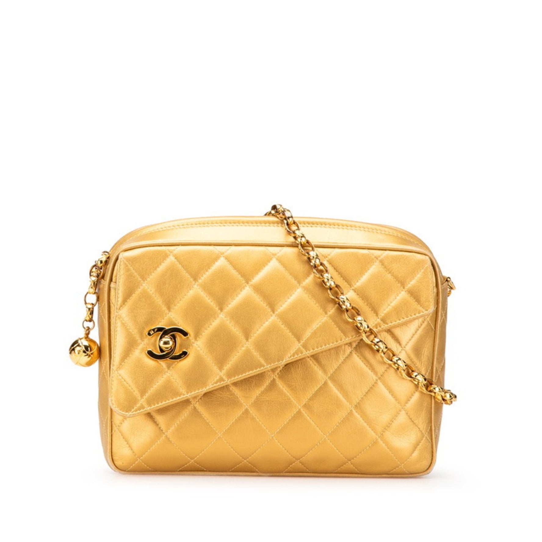 CHANEL Matelasse Coco Mark Ball Chain Shoulder Bag in Lambskin