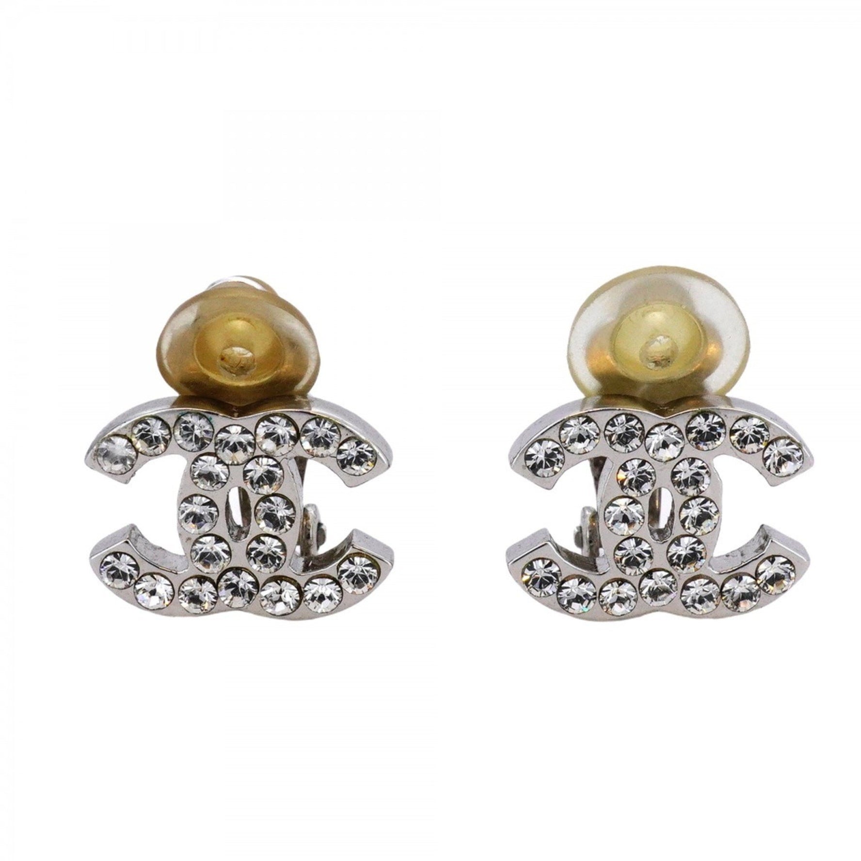 Chanel Coco Mark Metal Rhinestone Earrings