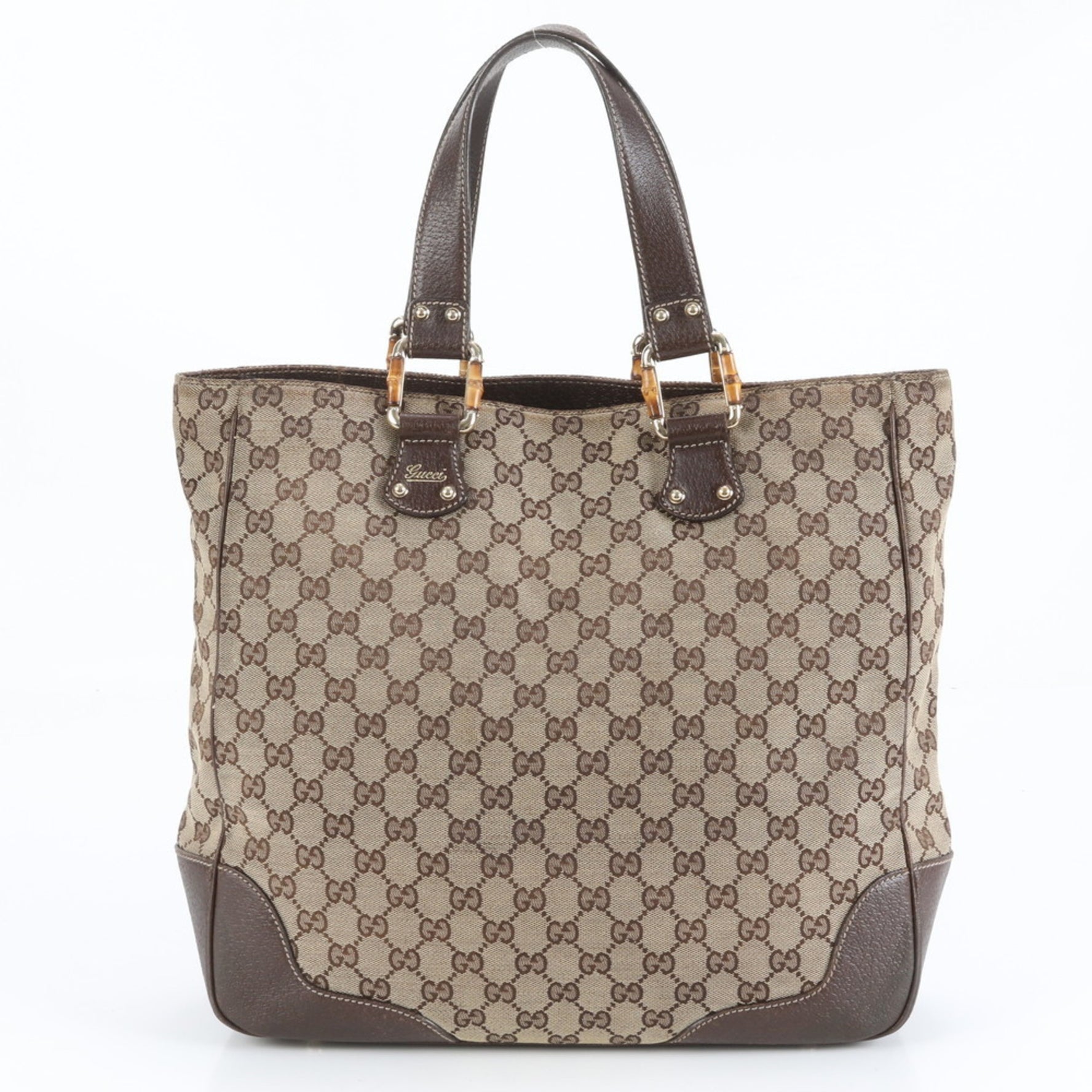 Gucci GG Canvas Bamboo Leather Tote Bag, Shoulder Handbag
