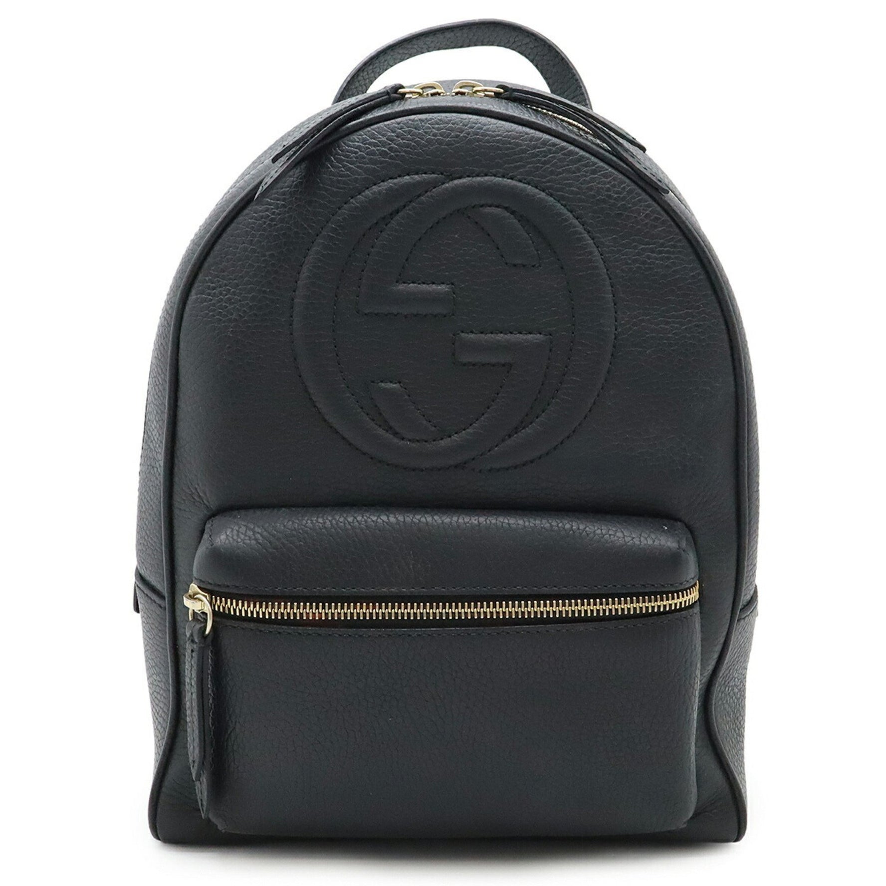 GUCCI Soho Interlocking G Backpack, Chain Shoulder, Leather, Black
