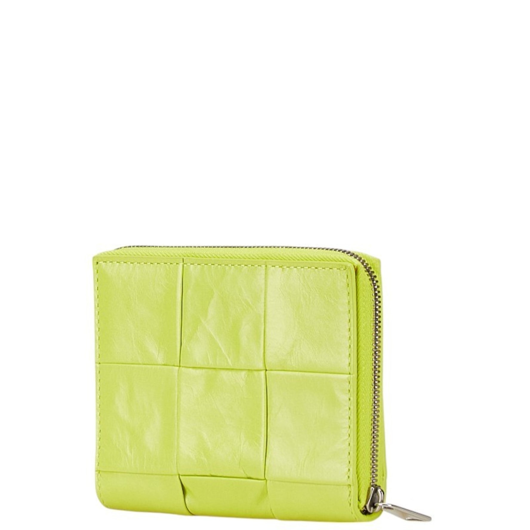Bottega Veneta Maxi Intrecciato Bi-fold Wallet Light Green Leather BOTTEGAVENETA