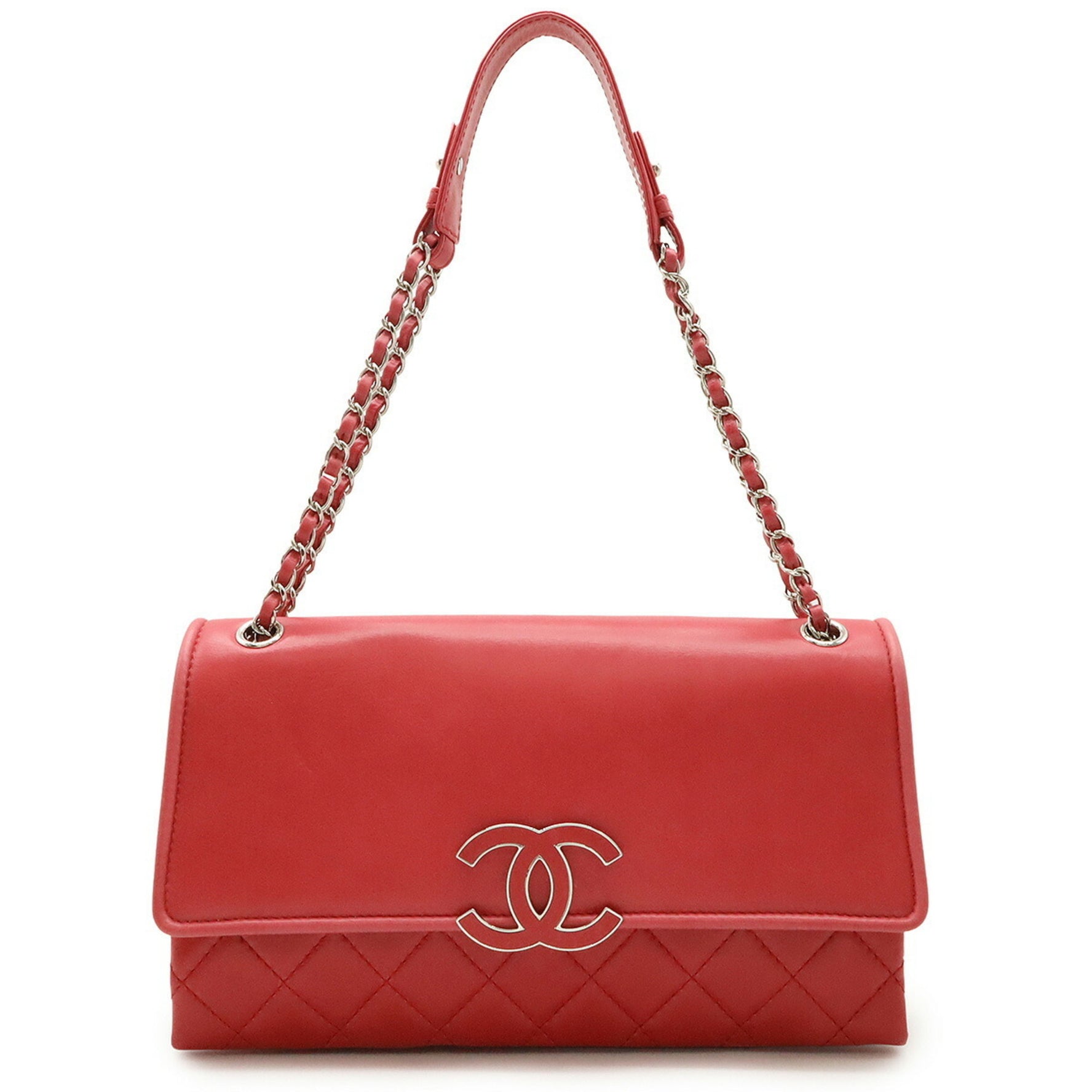 CHANEL Hamptons Coco Mark Chain Shoulder Bag Lambskin Leather