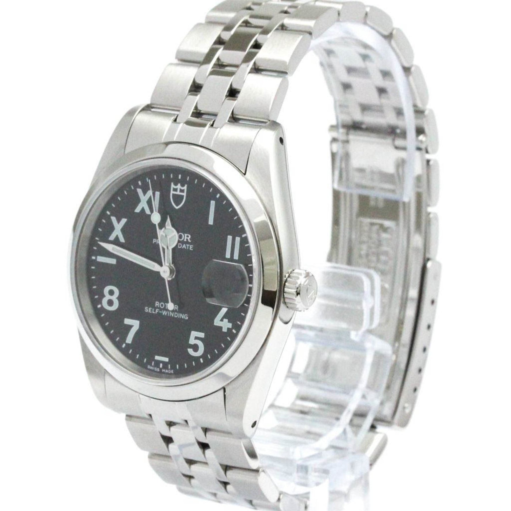 Polished TUDOR Prince Oyster Date Steel Automatic Mens Watch 74000N BF580936