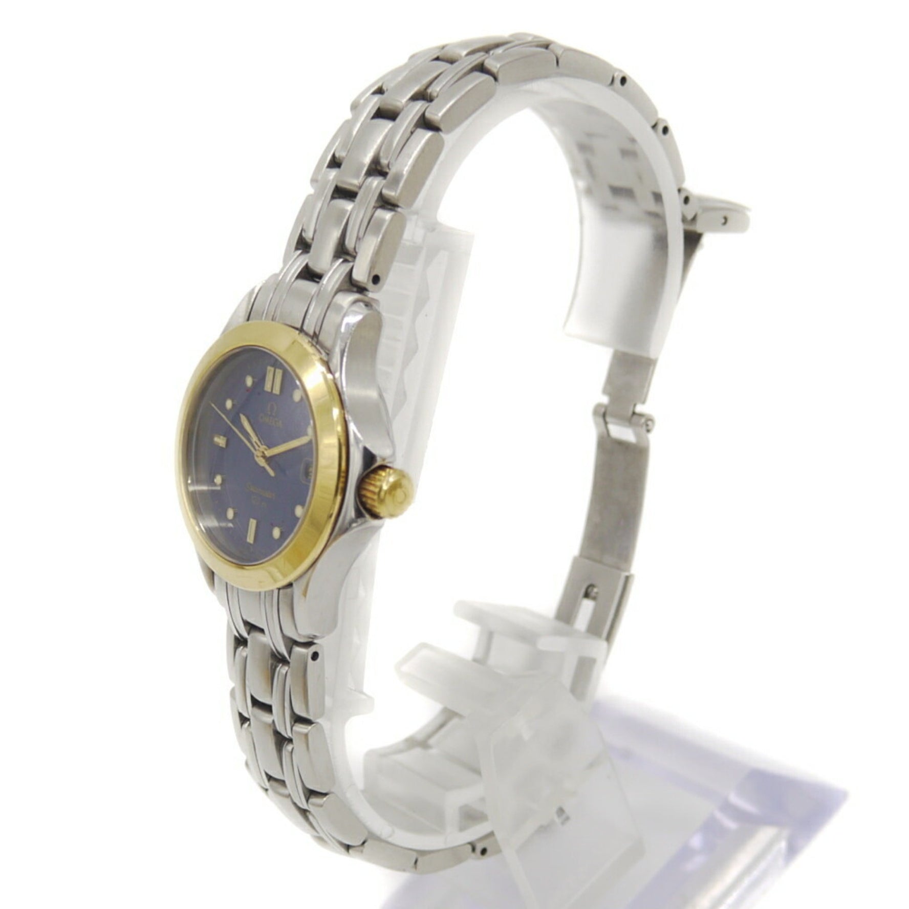 OMEGA Seamaster 120 Women's Quartz Watch, 18K Gold Two-tone with Blue Dial, 196.1501