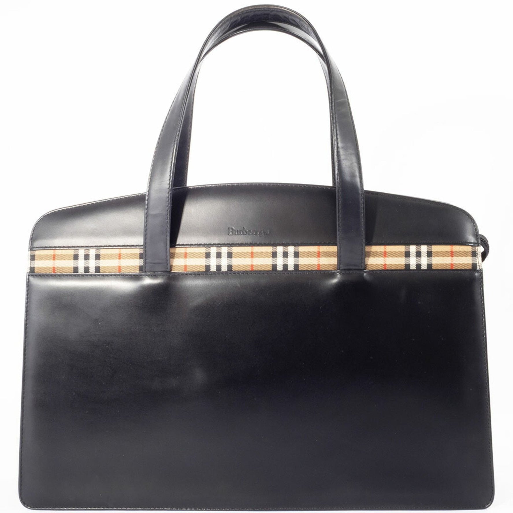 Burberry handbag, leather, black, ladies, storage possible, BURBERRY