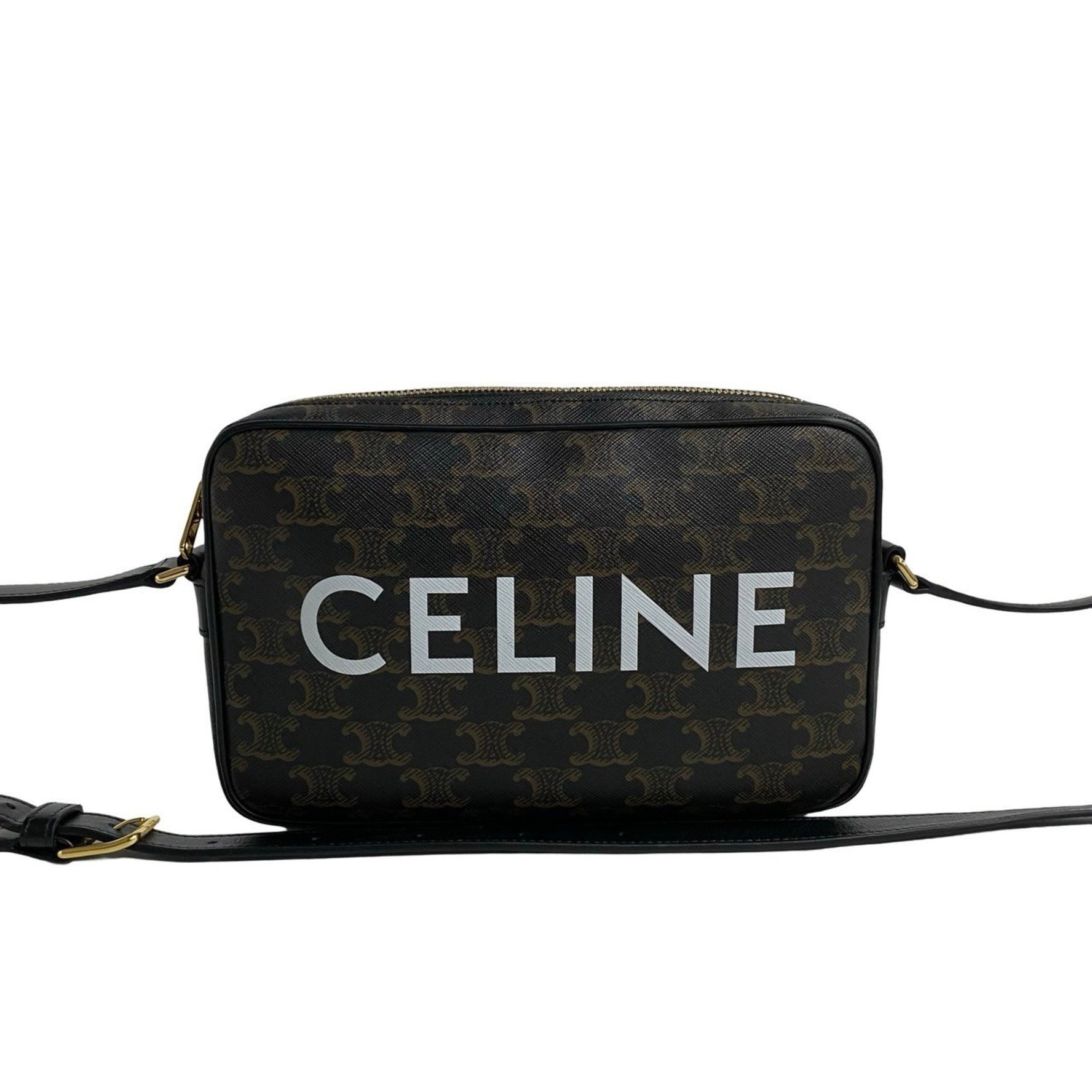 CELINE Triomphe Messenger Bag, Medium, Genuine Leather, Shoulder