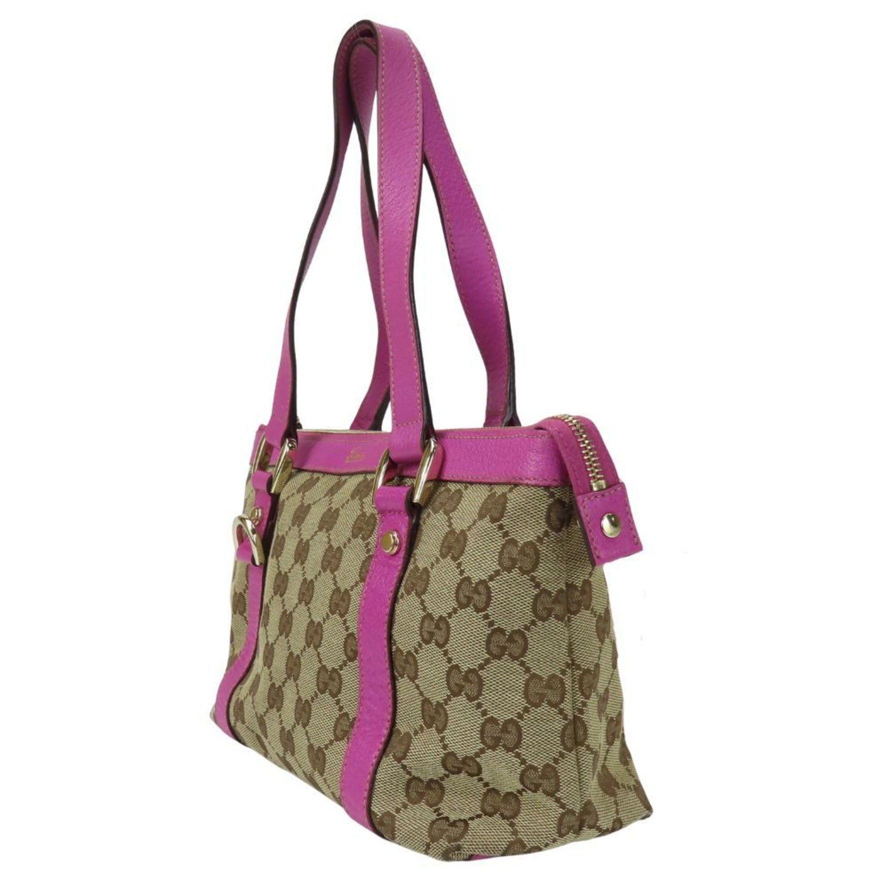 Gucci Handbag GG Canvas Leather Purple Beige Mini