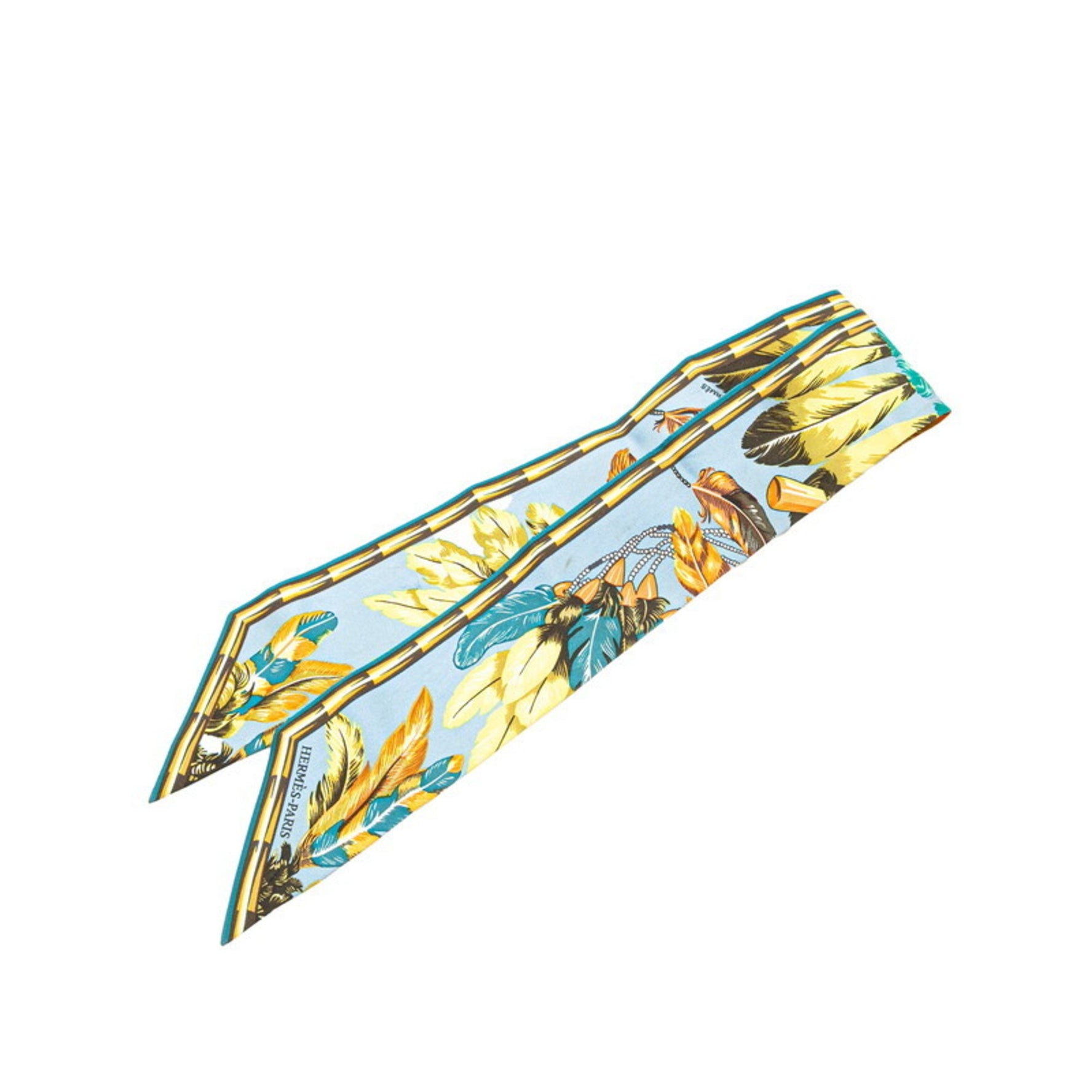 Hermes Hermès Twilly Brazil Scarf, Light Blue Multicolor Silk