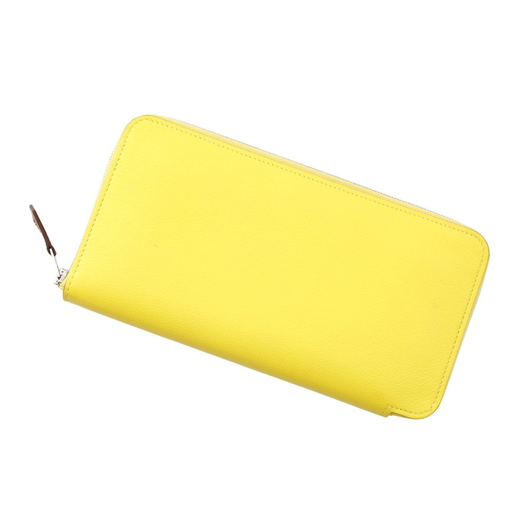 Hermes Hermès Azap Long Silkin Lime Evercolor B Stamp Wallet