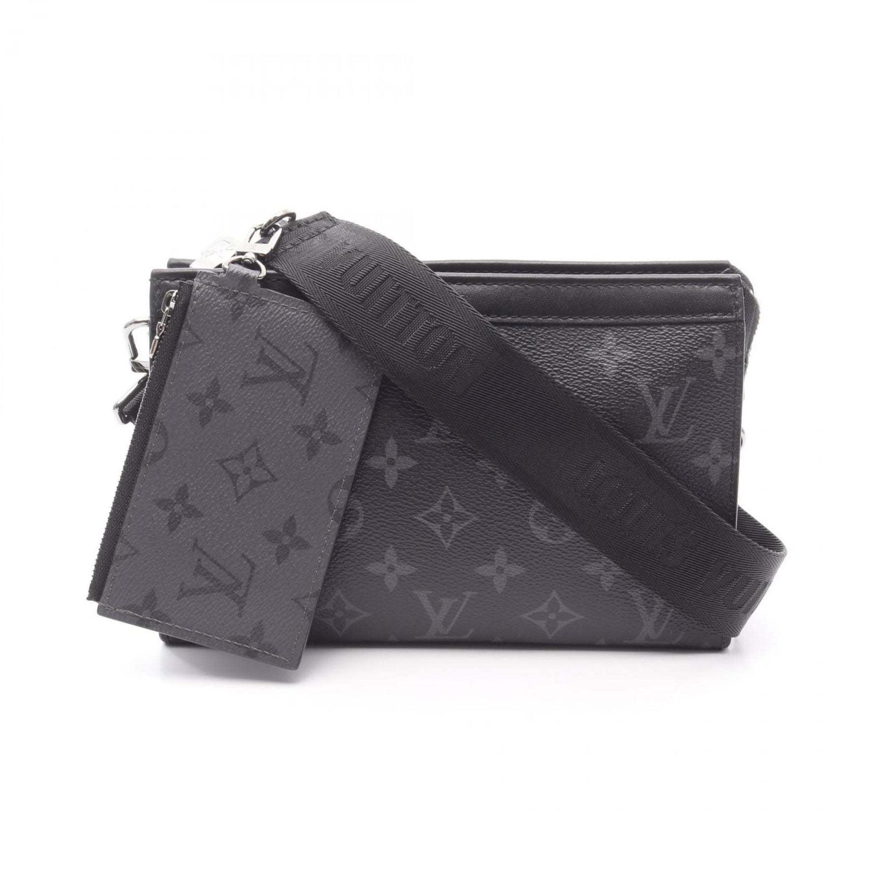 Louis Vuitton Gaston Wearable Wallet Shoulder Bag in Monogram Eclipse Coated Canvas, Black and Gray
