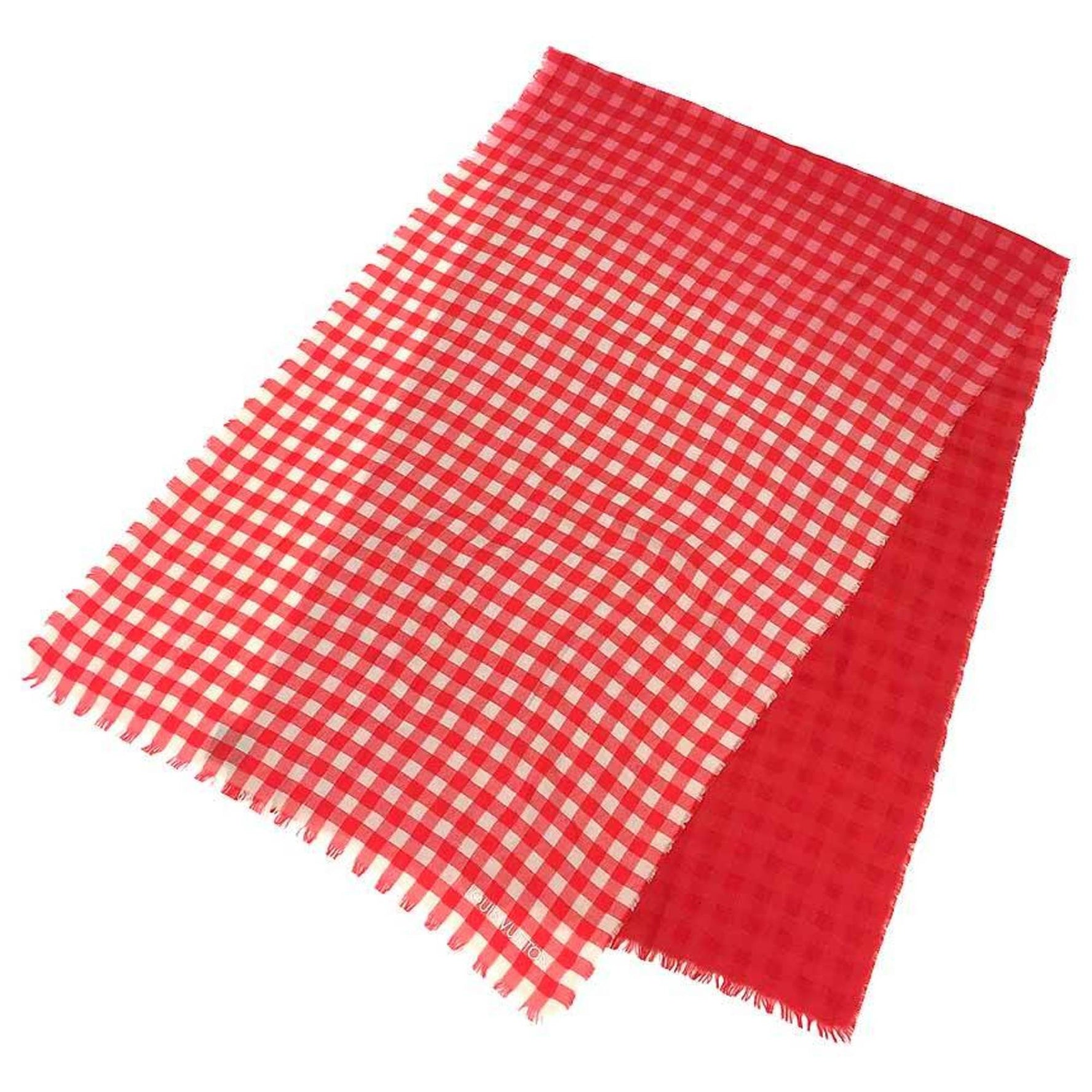 Louis Vuitton Etoile Masai Check Degradé Stole 100% Cotton Red Men's