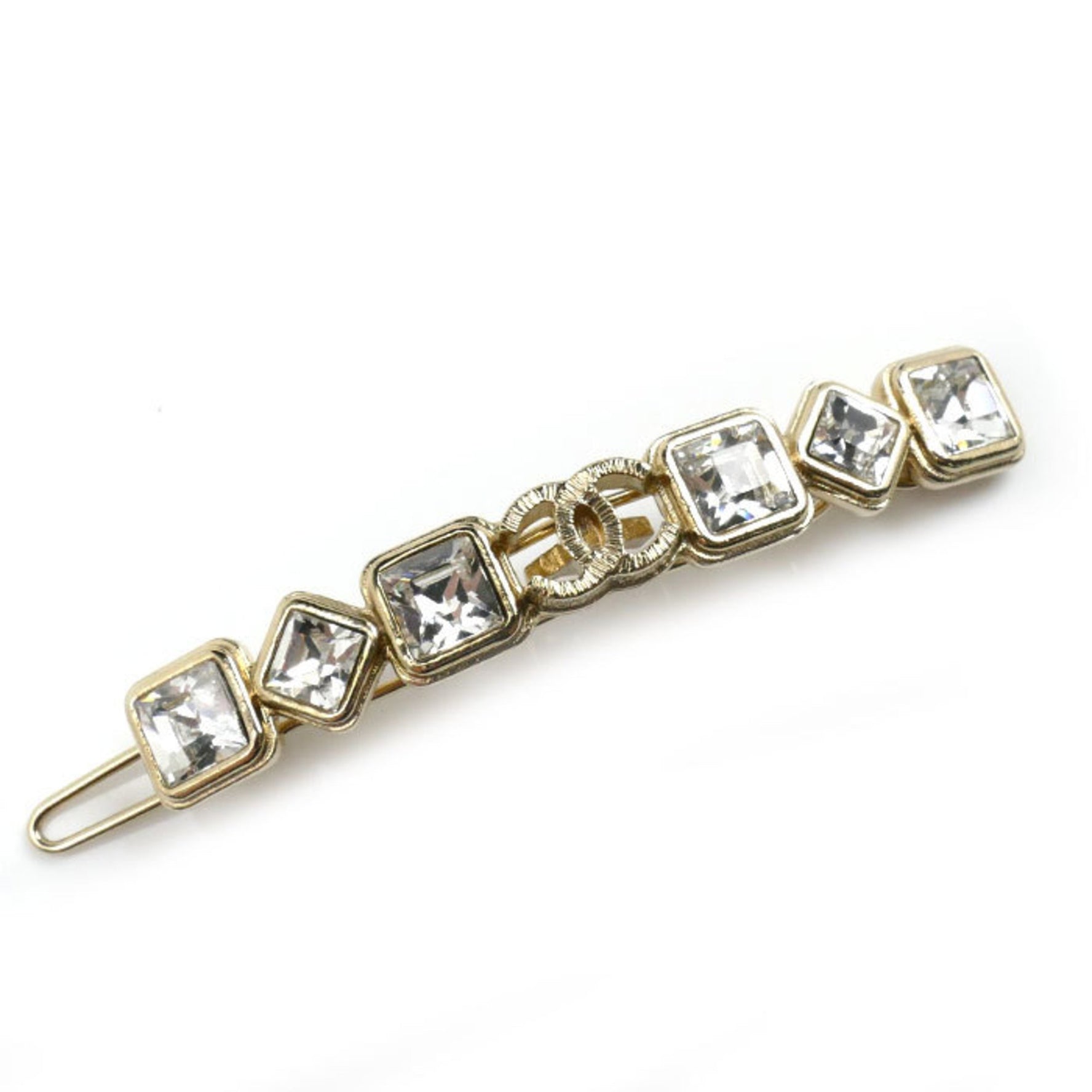 CHANEL Metal Coco Mark Rhinestone Barrette