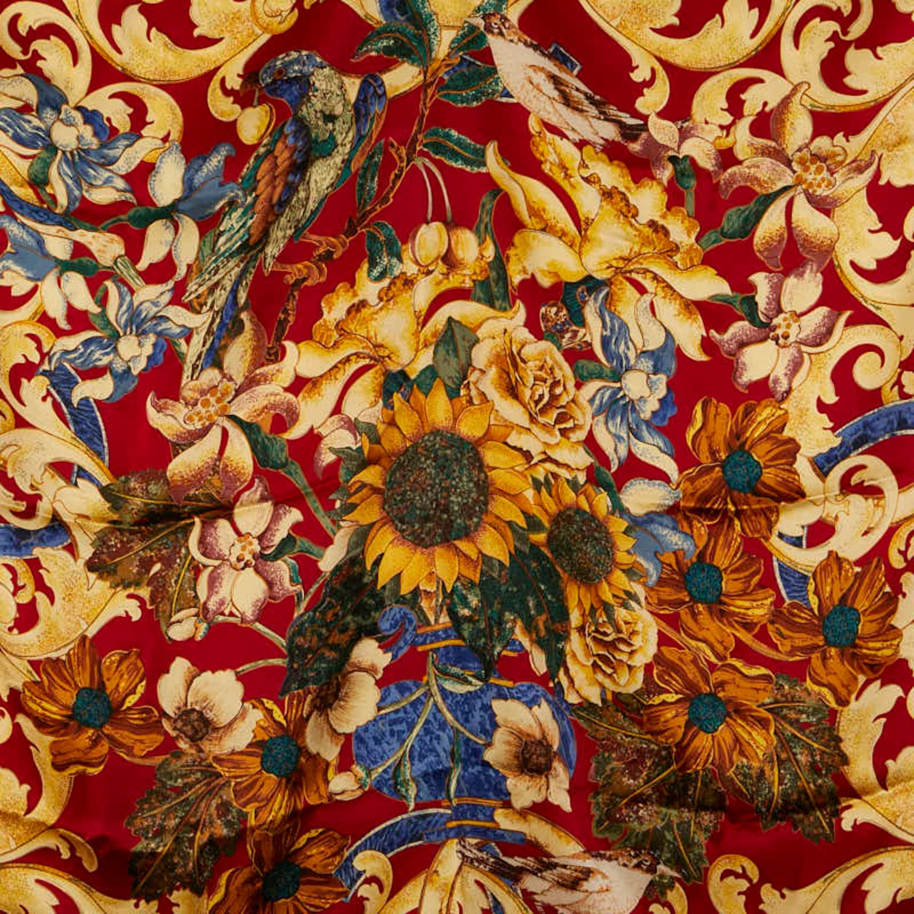 CHANEL Flower Scarf, Red, Multicolor