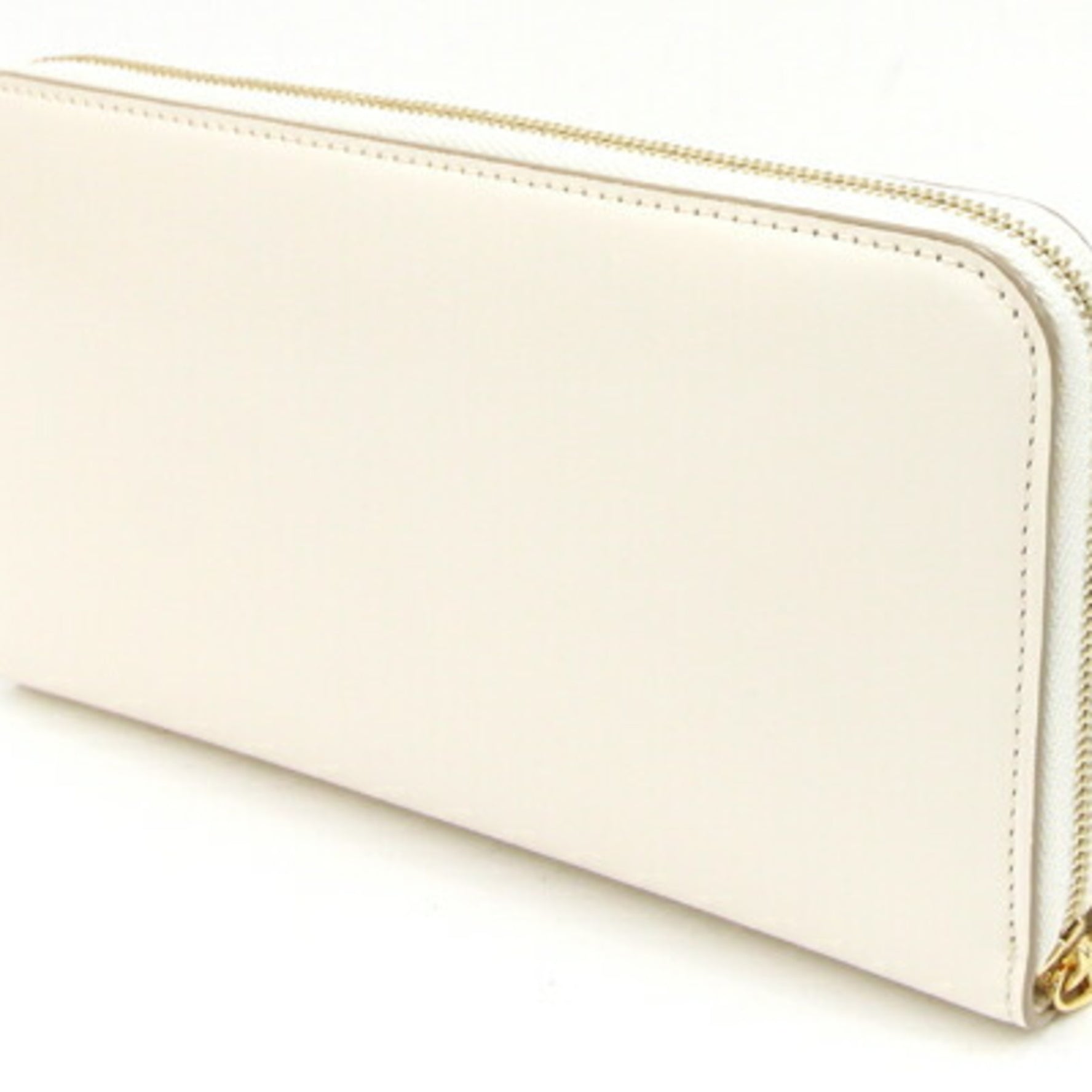 BALLY Round Long Wallet Off-White Leather Zip Women's
