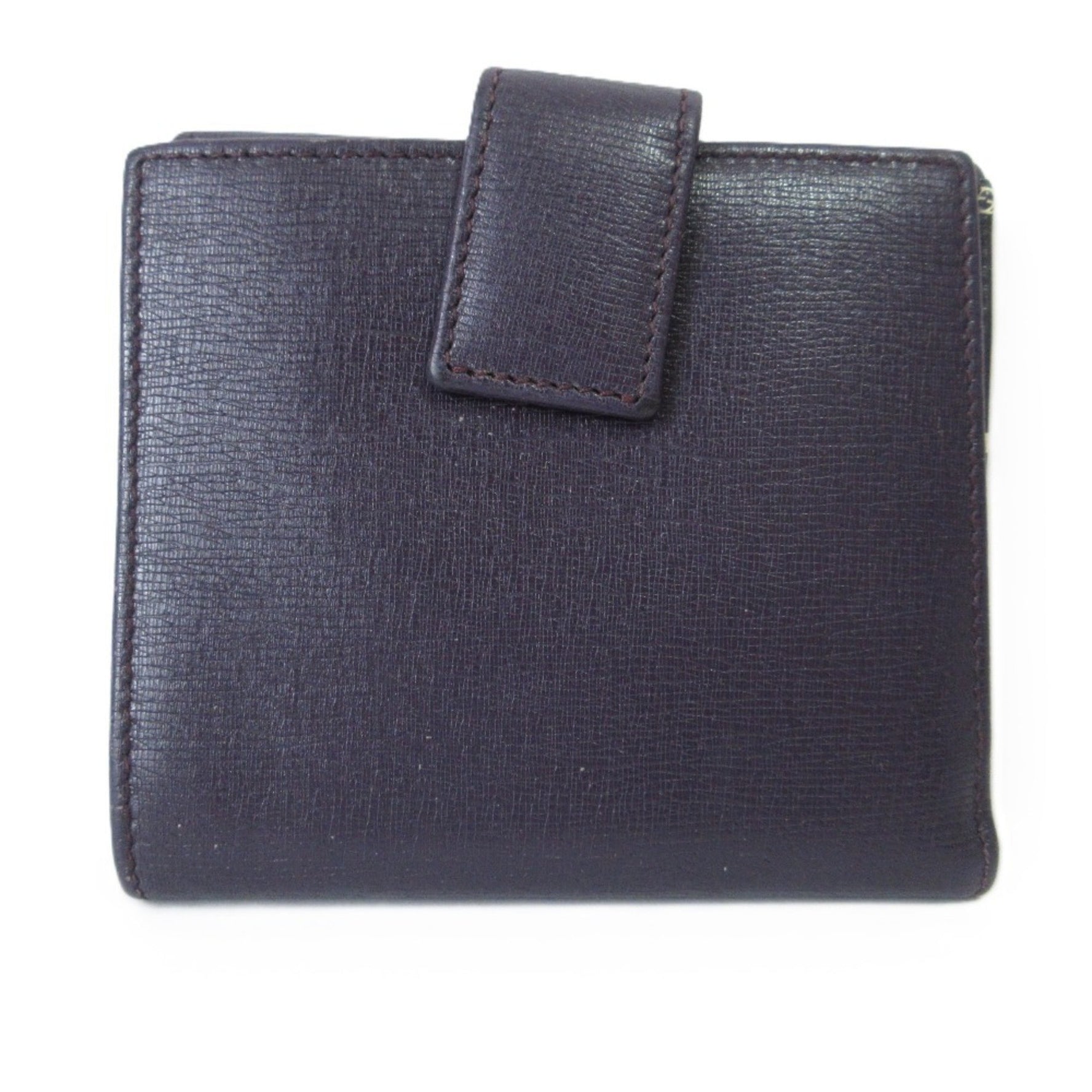 GUCCI Double Hook Leather Bifold Wallet Dark Purple