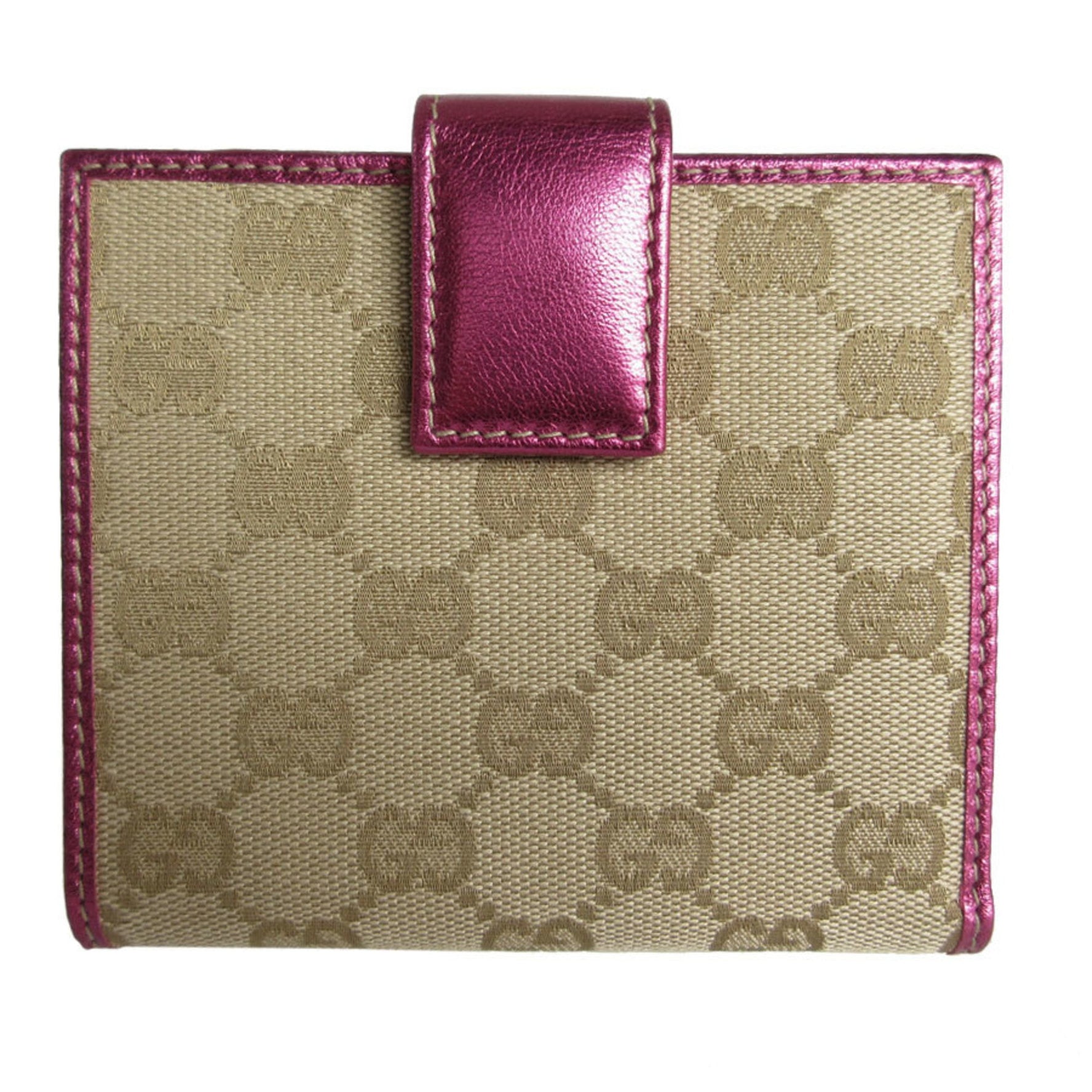 Gucci GUCCI Bi-fold wallet GG canvas leather beige metallic magenta women's s0133f