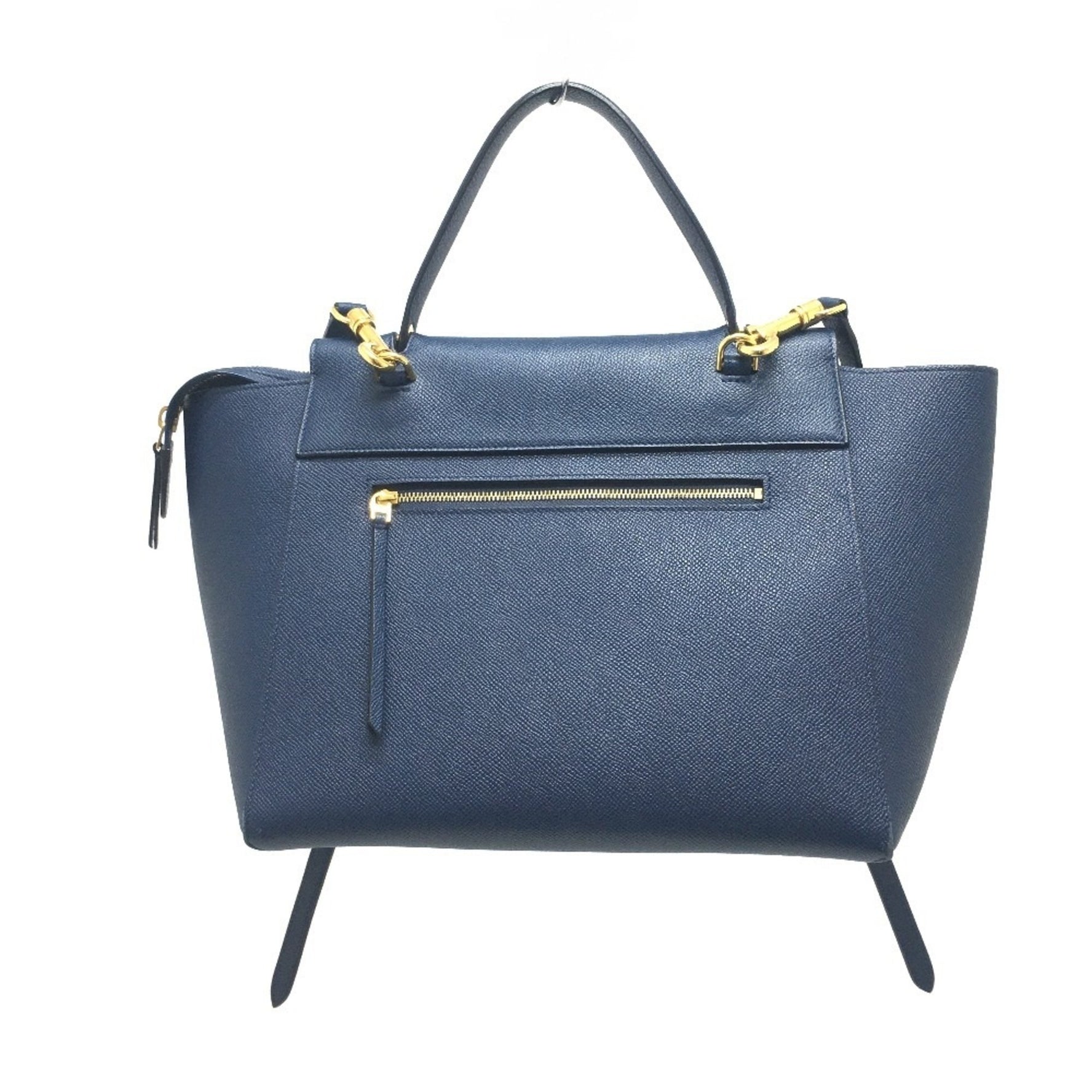 CELINE Flap Belt Bag, Mini Semi-Shoulder Handbag, Calfskin, Deep Sea Blue