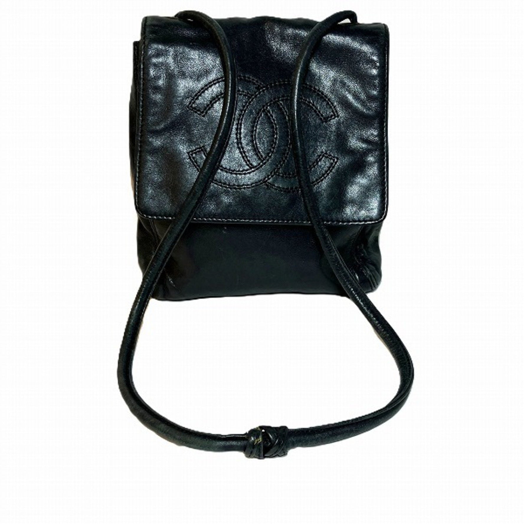 CHANEL Coco Mark Leather Black Shoulder Bag for Women