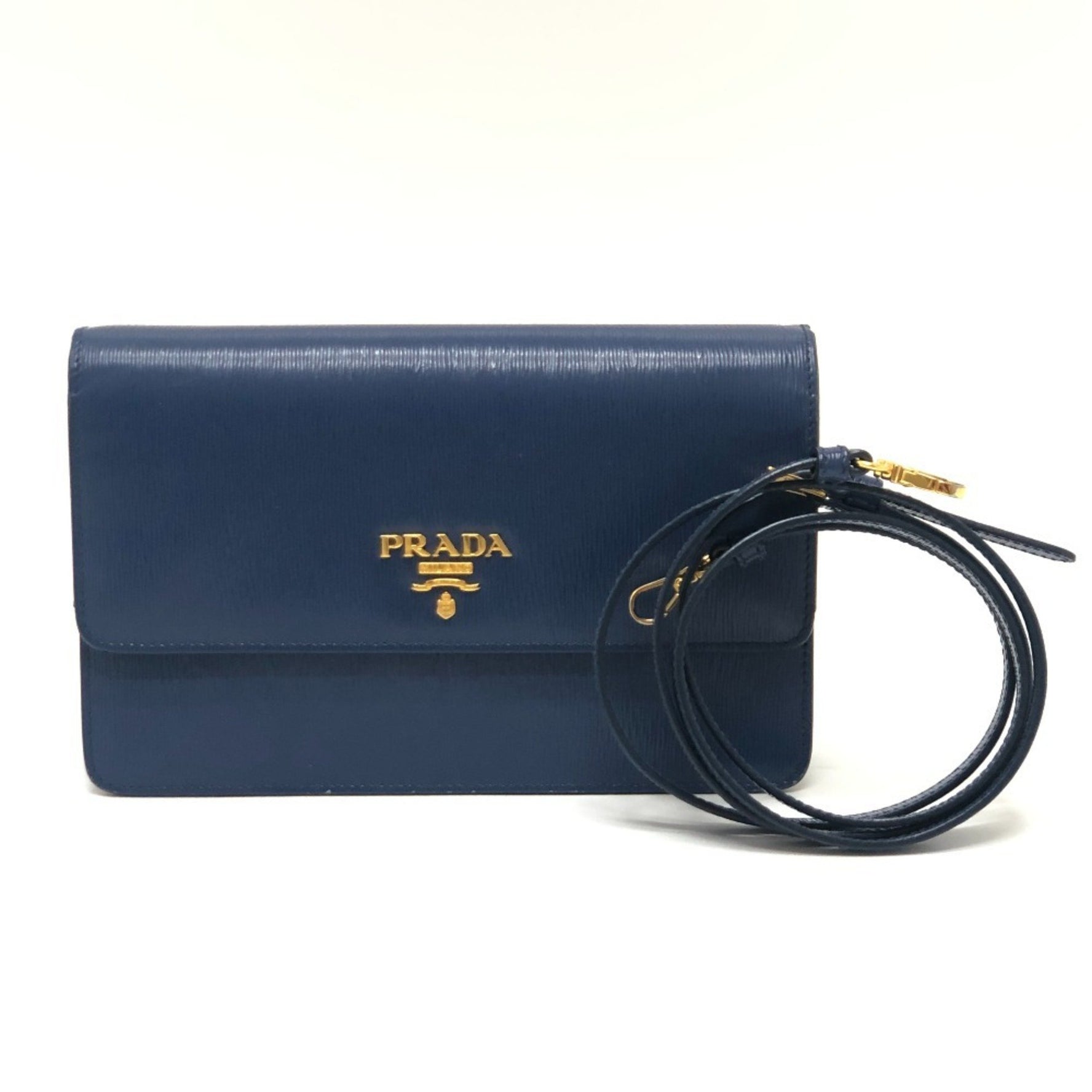 PRADA Logo Wallet Mini Bag Party Pochette Shoulder Leather