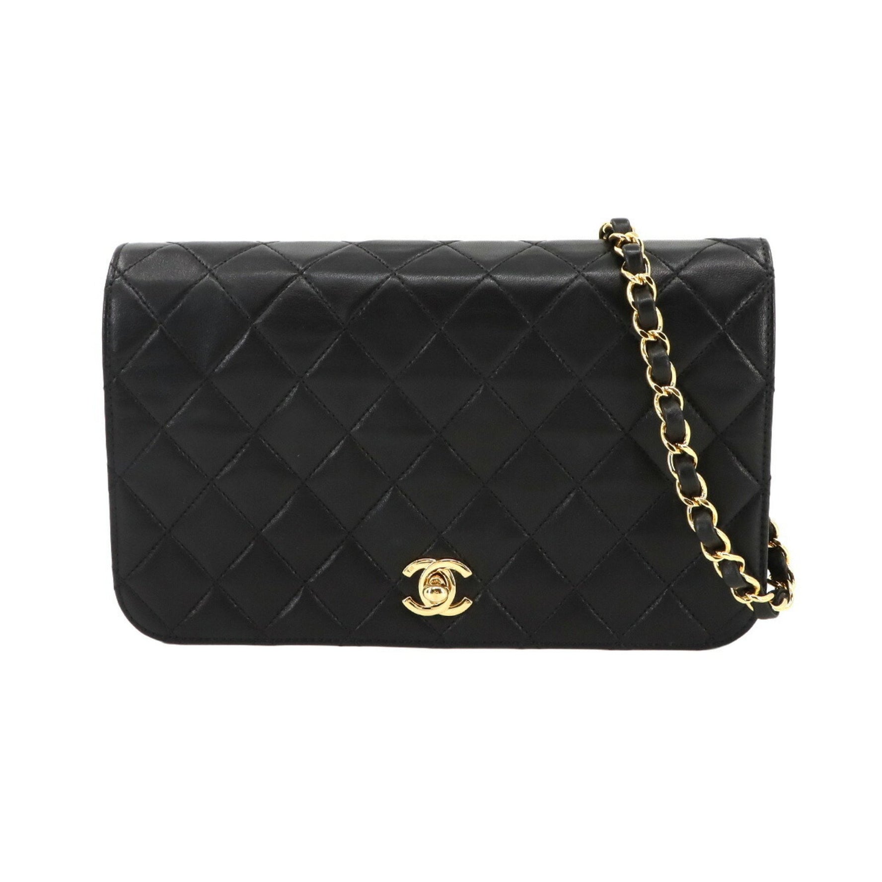 CHANEL Matelasse Chain Shoulder Bag in Lambskin with Gold Turnlock Hardware